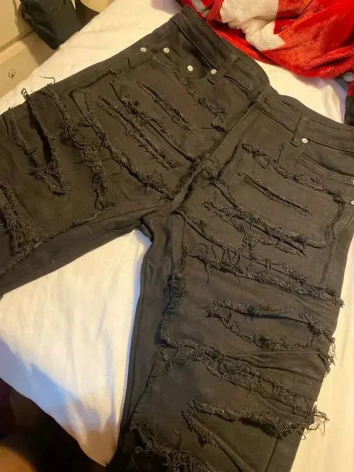 Designer Opium Black Hole Ripped Jeans Size US 30 / EU 46 - 4 Thumbnail
