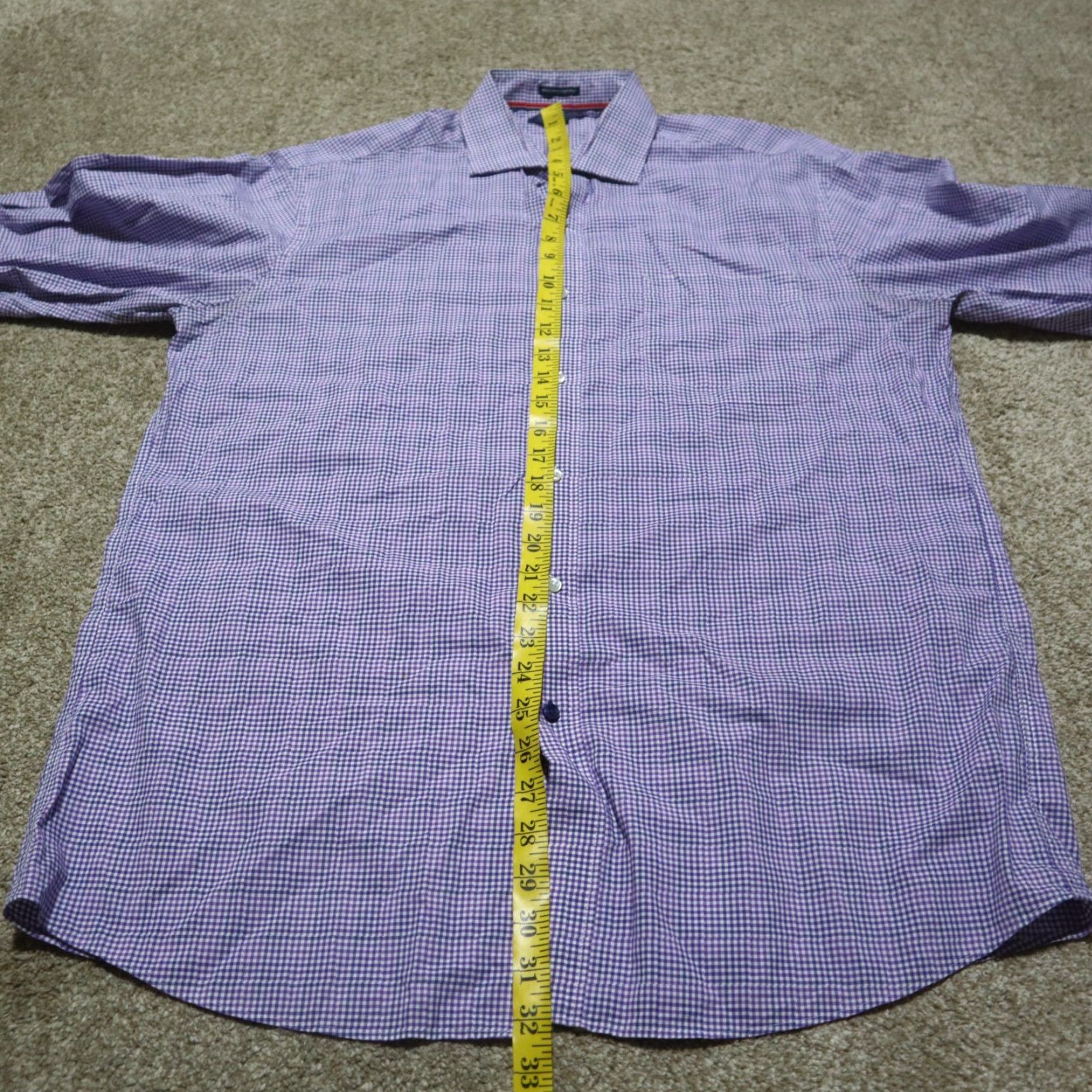 Tommy Hilfiger Tommy Hilfiger Shirt Purple Checkered Button-Up Long Sleeve Men's 16.5 34/35 Size US XL / EU 56 / 4 - 6 Thumbnail