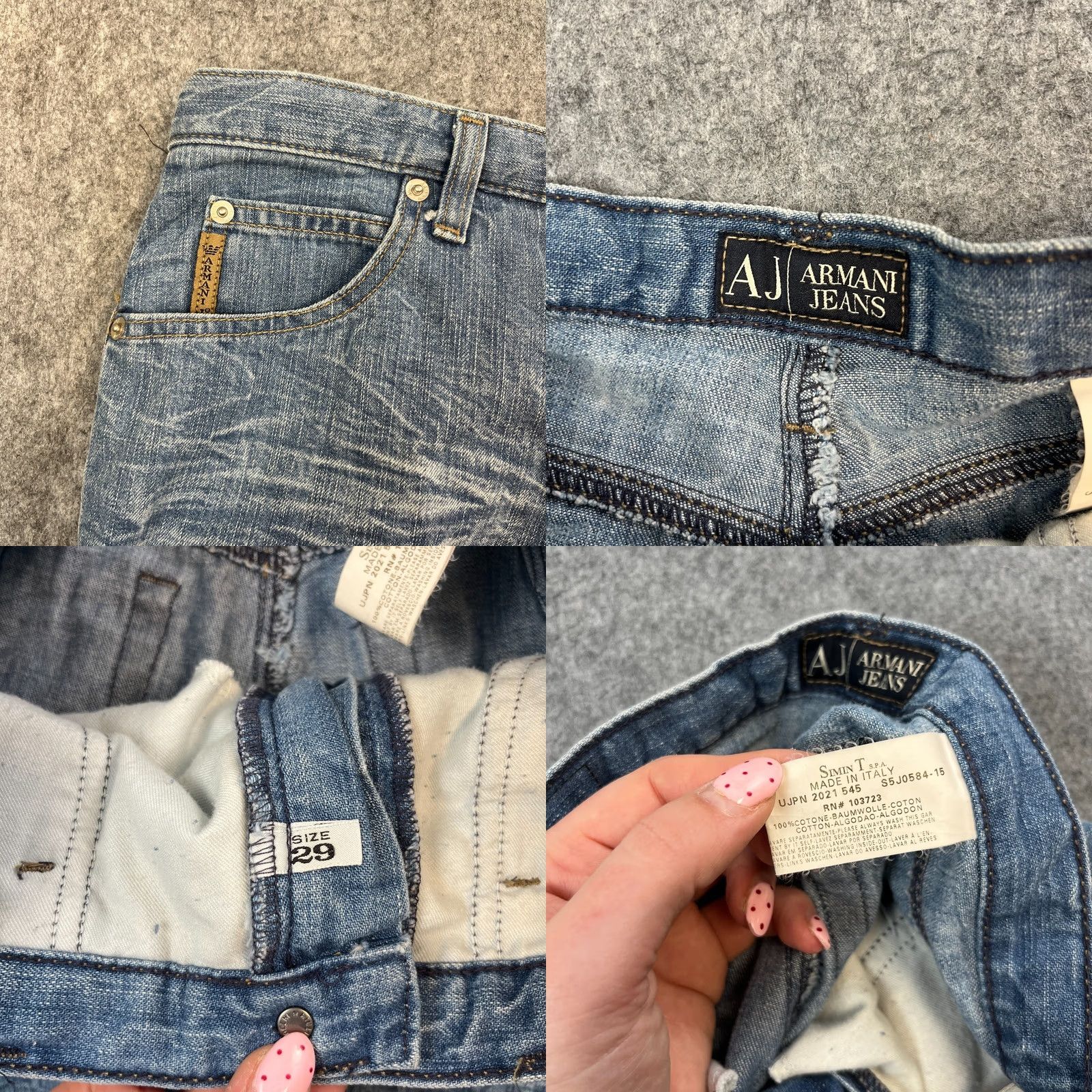 Vintage Armani Jeans Jeans Straight 29 34 UK 10 High Rise Light Blue Whiskers Honeycomb Womens Regular Denim Blue 5-Pocket Size 32" / US 10 / IT 46 - 8 Thumbnail