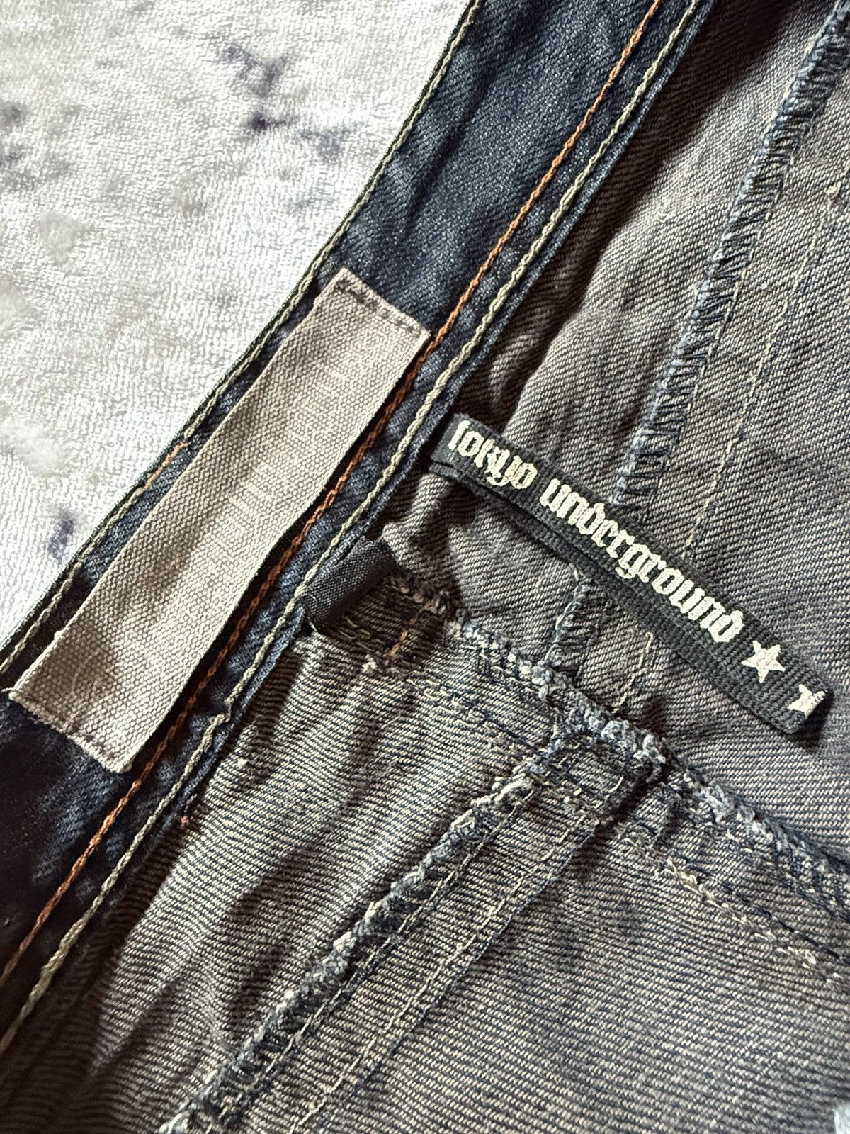 Japanese Brand Tokyo Underground Studded Mud Wash Flared Jeans Size US 30 / EU 46 - 23 Thumbnail