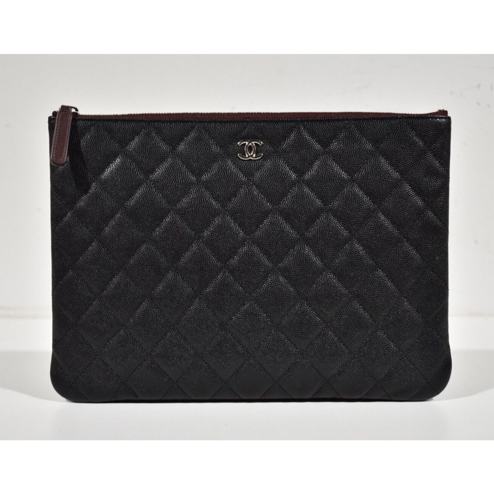 Chanel Classic Quilted CC Zipper Pouch O Case Medium Bag