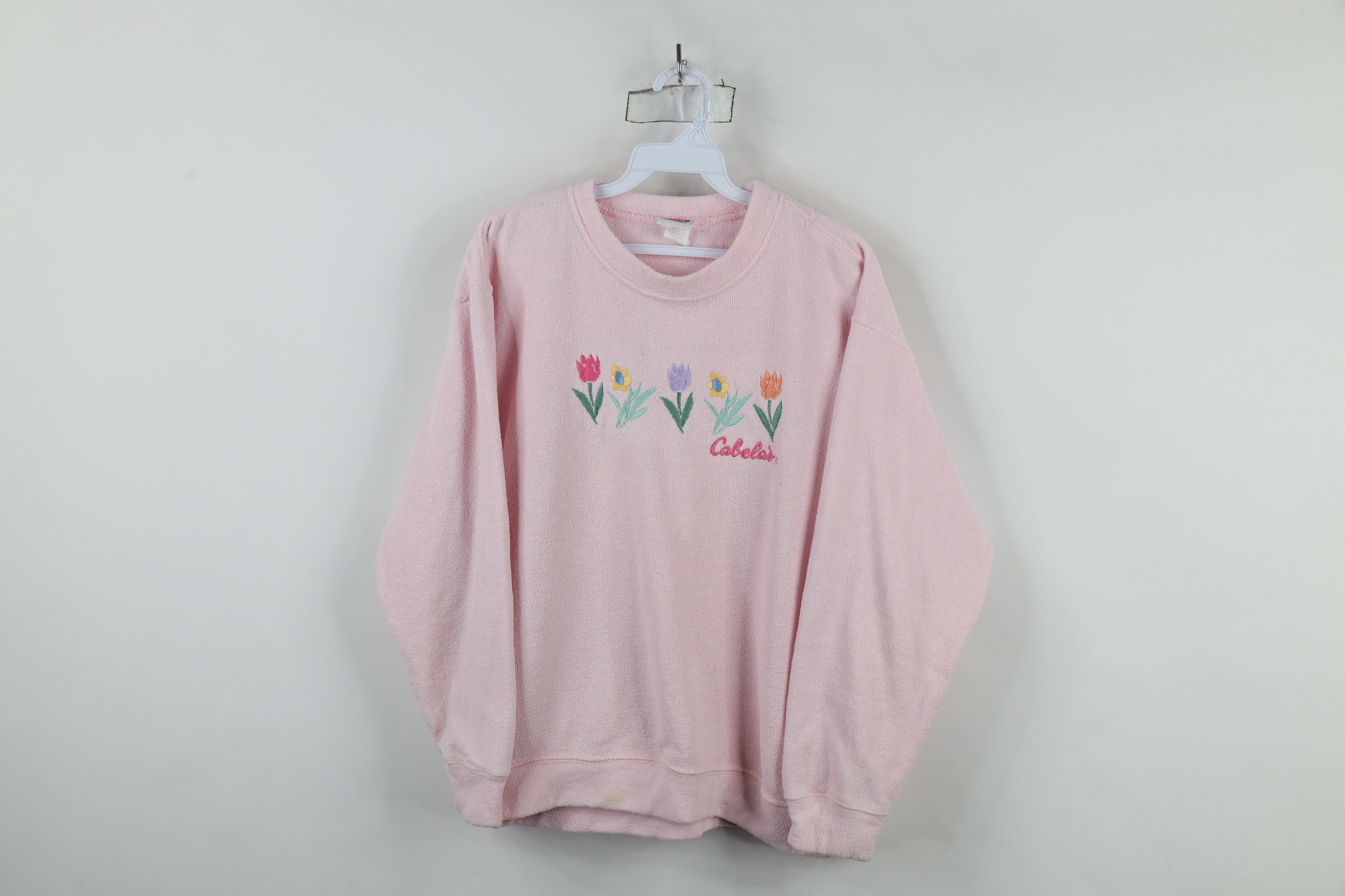 Cabelas × Vintage Vintage 90s Cabelas Flower Terry Cloth Sweatshirt Pink Size M / US 6-8 / IT 42-44 - 1 Thumbnail