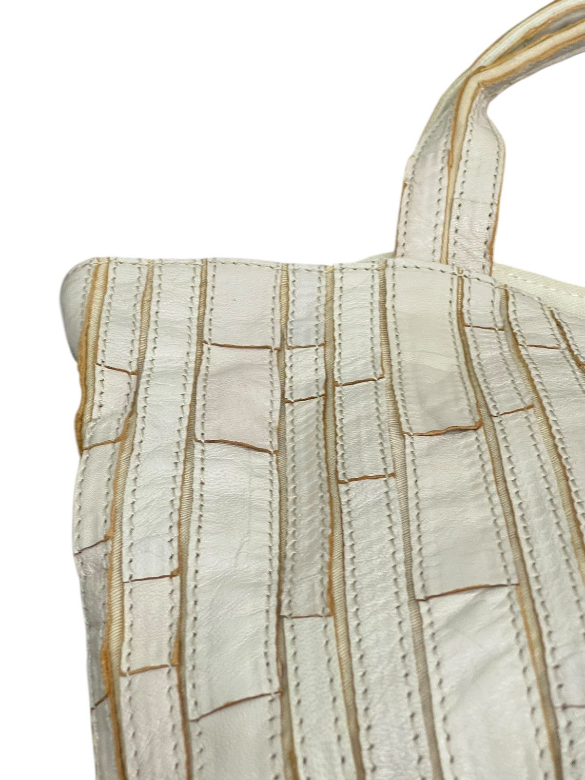 Genuine Leather Leather Patchwork Striped Trideep Tote Shoulder Bag 1🟩5 Size ONE SIZE - 12 Thumbnail
