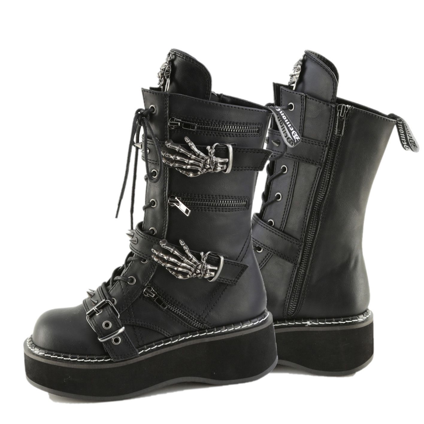 Other Cryptic Goth Platform Combat Boots Skeleton Buckle Straps Em Size US 12 / IT 42 - 3 Thumbnail