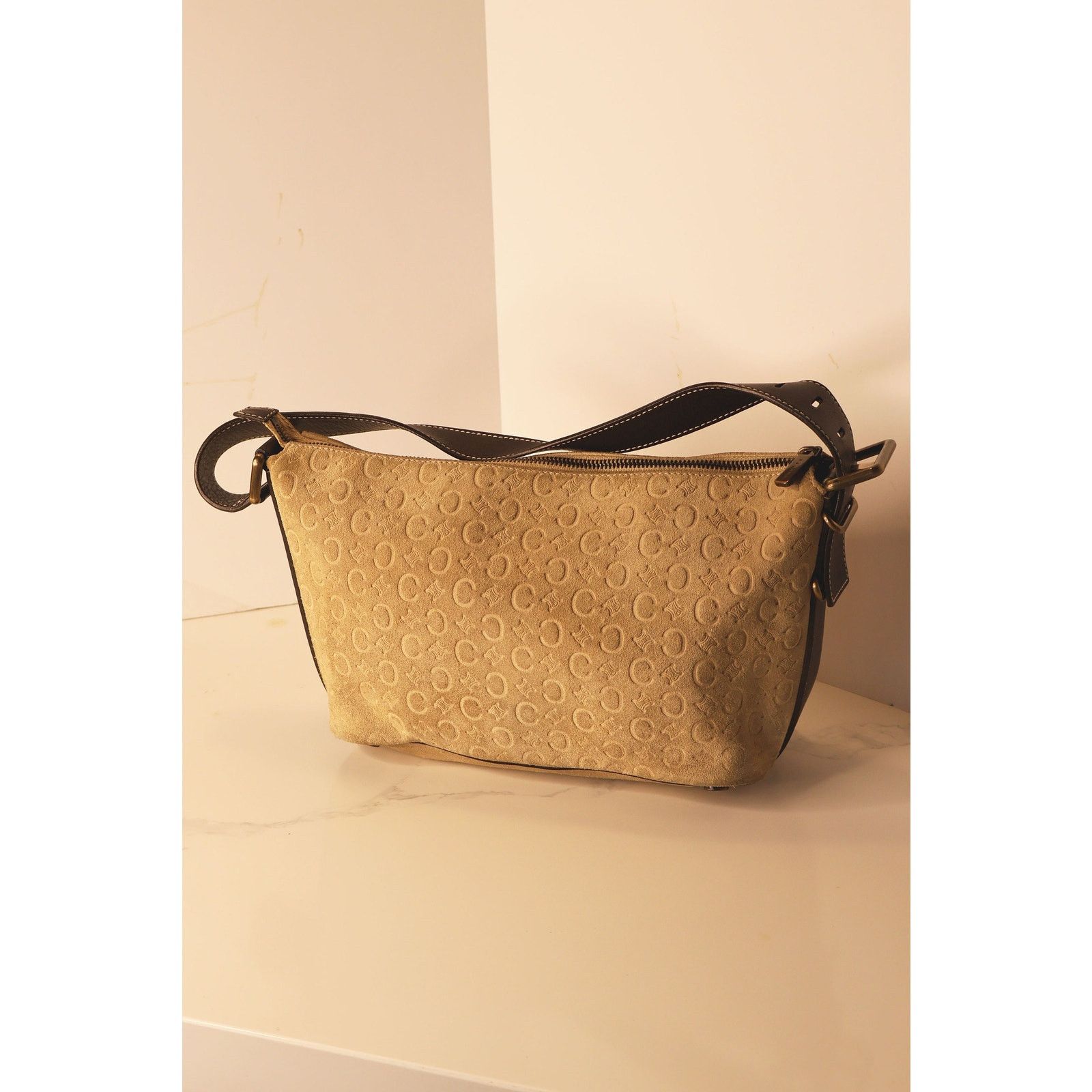 Celine Vintage CELINE Suede Nude Macadam Monogram Bag Size ONE SIZE - 4 Thumbnail