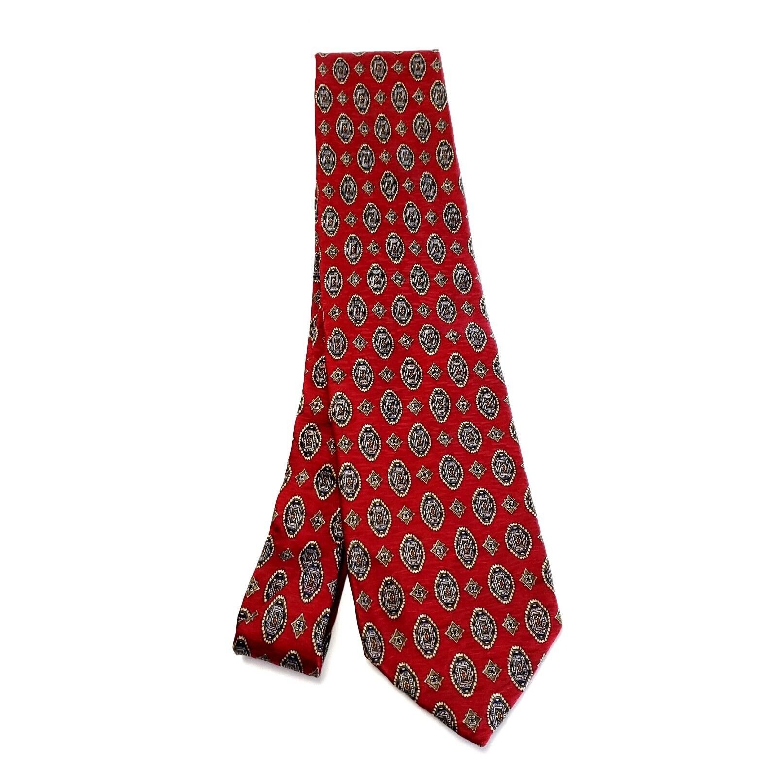 XMI Platinum XMI Red Beige Silk Tie Woven Geometric Size ONE SIZE - 6 Thumbnail