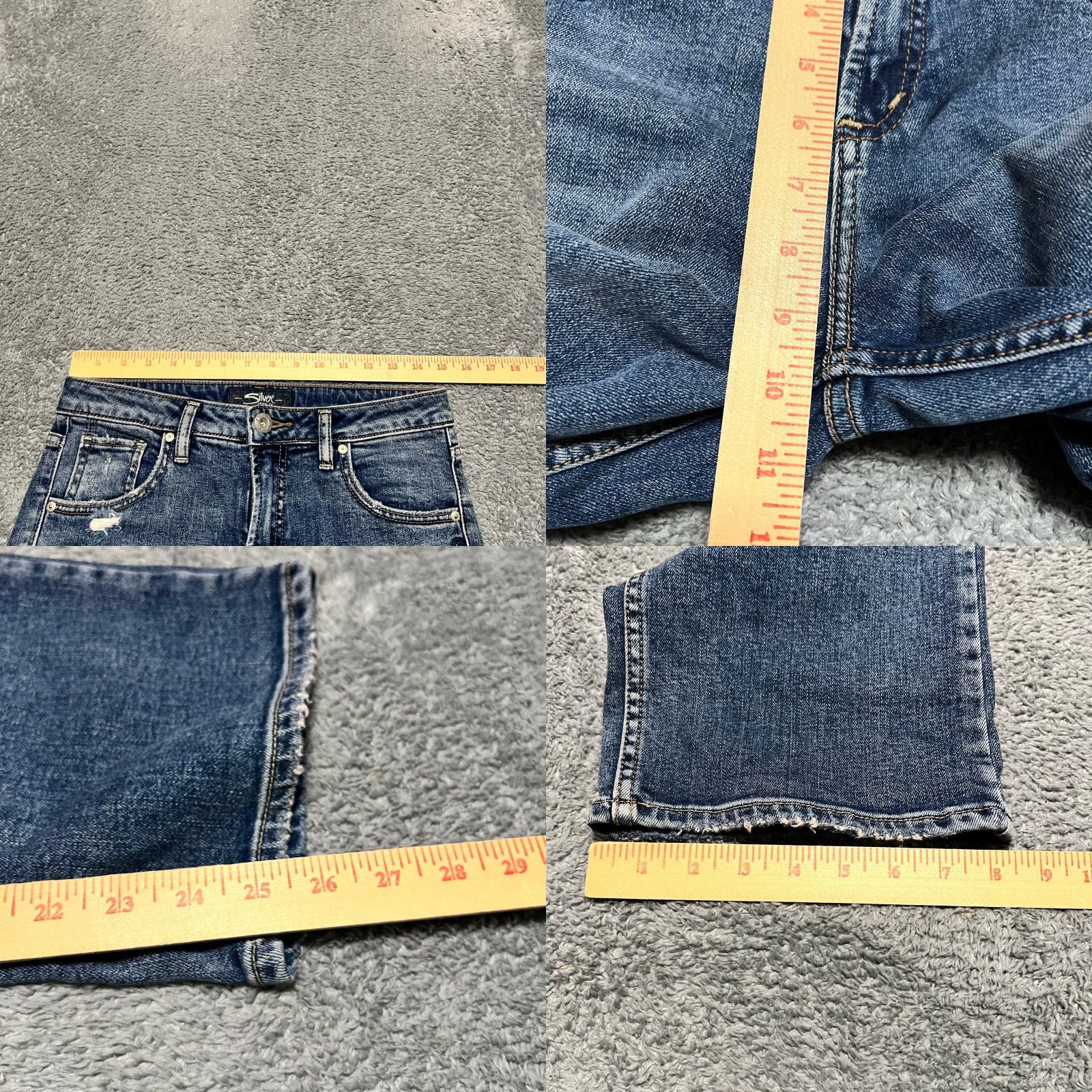 Silver Jeans Co. Silver Jeans Womens Wide-Leg Cropped Blue 26 x 25 Western Thick Stitch Jeans Womens Size 26" / US 2 / IT 38 - 8 Thumbnail
