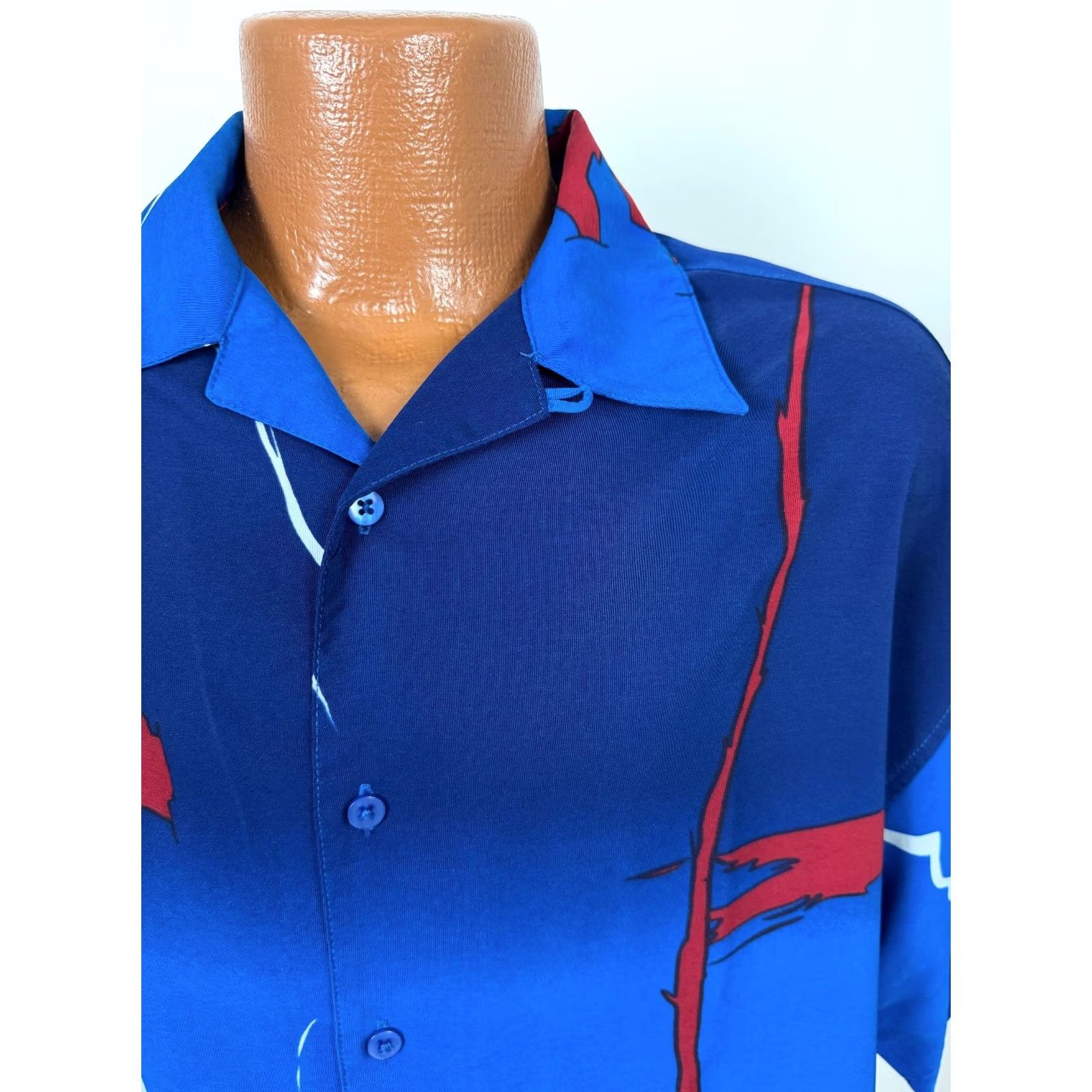 Vintage VINTAGE 90s Box Office Shirt Men Large Blue Polyester Microfiber Comic Panel Outdoors Size US L / EU 52-54 / 3 - 3 Thumbnail
