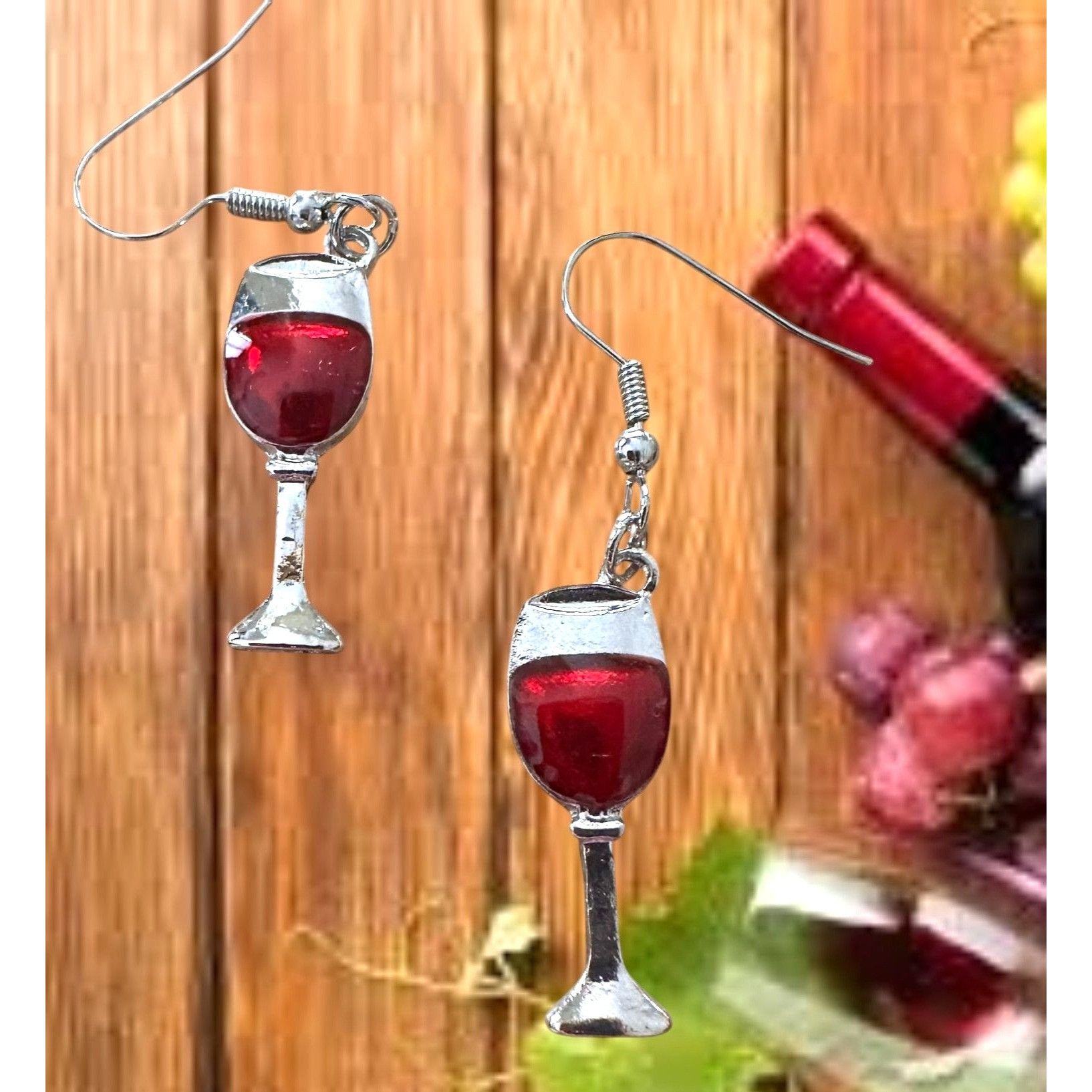 Handmade Red Wine Glass Earrings Merlot Cabernet Pinot NoirCocktails Size ONE SIZE - 2 Thumbnail
