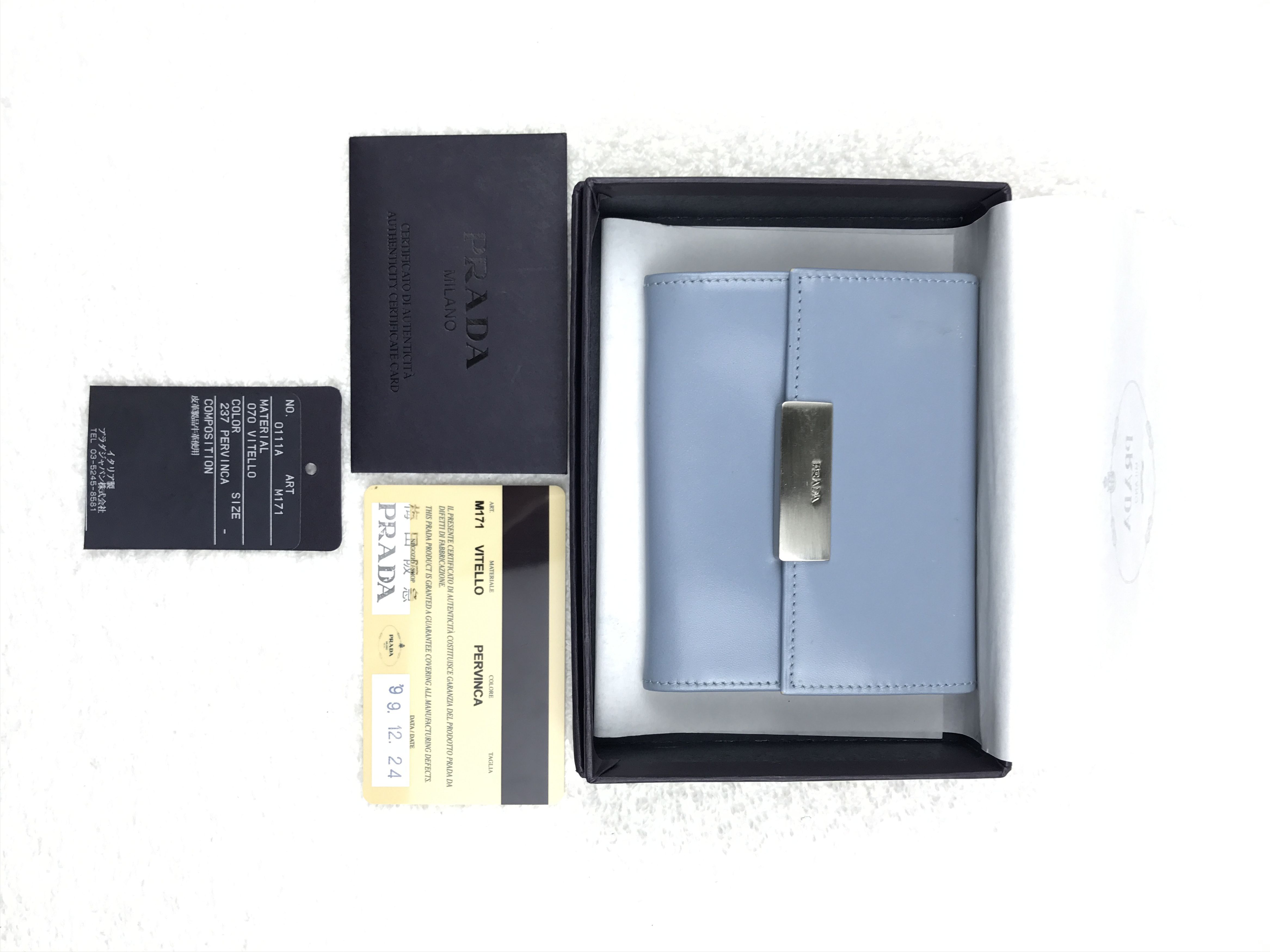 Prada Prada Saffiano Coin Purse Soft Blue With Authenticated Card Size ONE SIZE - 2 Thumbnail