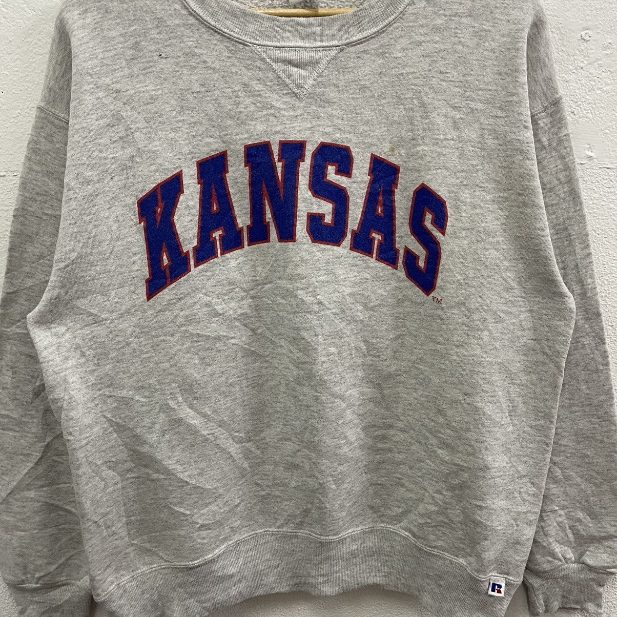 Russell Athletic × Vintage 🔥Vintage 90s Russell Athletic Kansas Spellout Sweatshirts Size US M / EU 48-50 / 2 - 4 Thumbnail