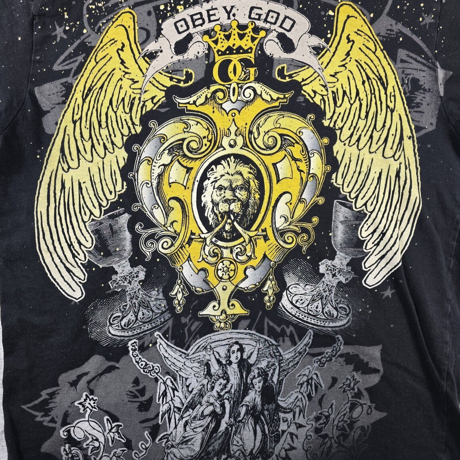 Other Vintage Obey God AOP Angel Lion Shirt L Affliction Style Y2K Size US L / EU 52-54 / 3 - 3 Thumbnail