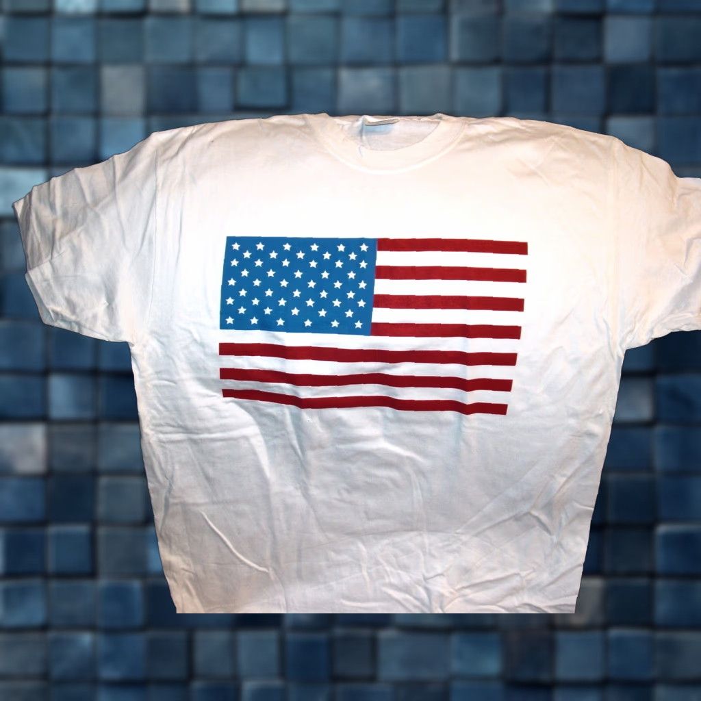 Vintage VINTAGE American Flag USA God Bless America Men's T-Shirt Large White Patriotic 100% Cotton Graphic Tee Size US L / EU 52-54 / 3 - 1 Thumbnail