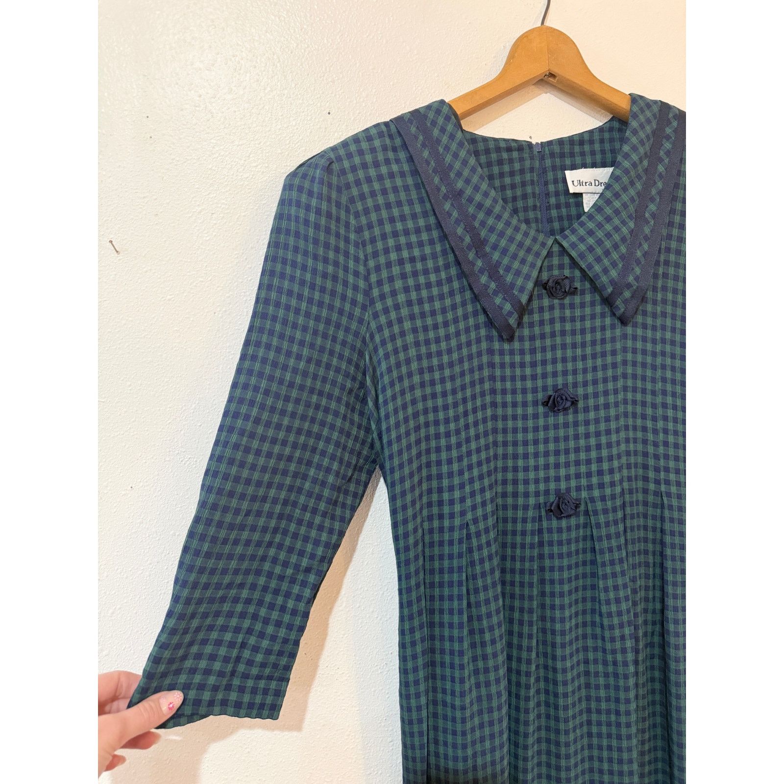 Other Vintage 90s Dark Academia Collared Plaid Midi Dress size 14 Size XL / US 12-14 / IT 48-50 - 6 Thumbnail