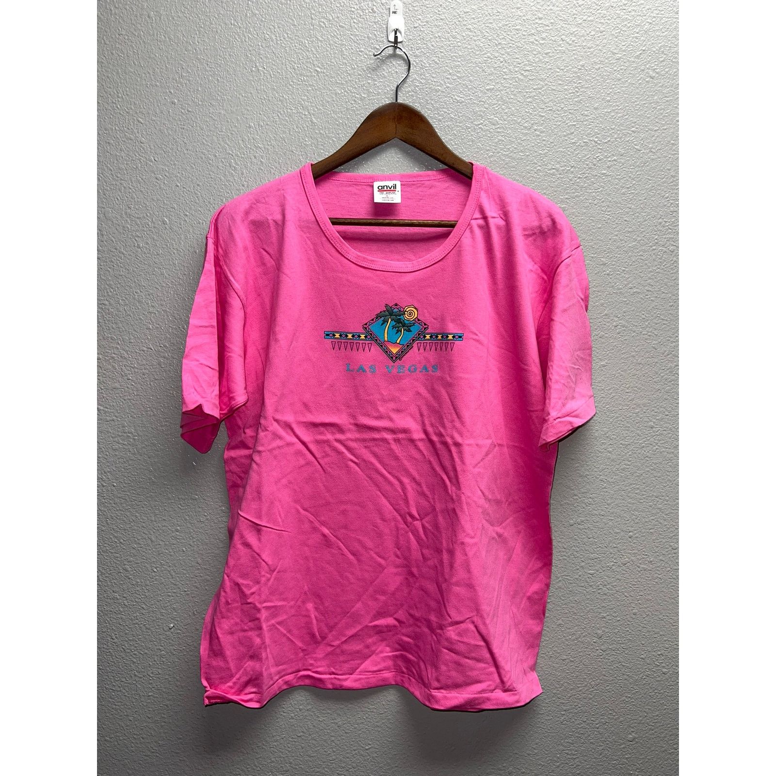 Anvil Women Vintage Las Vegas Shirt Top Palm Tree Destination Tee Size L / US 10 / IT 46 - 1 Thumbnail