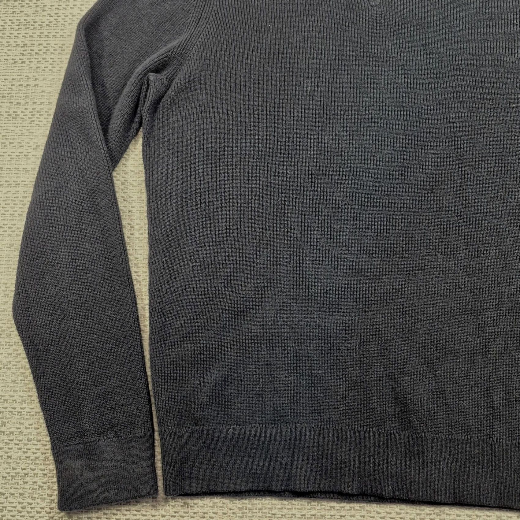 Nordstrom Nordstrom Mens Large Black Cotton Cashmere 1/4 Zip Mock Neck Pullover Sweater Size US L / EU 52-54 / 3 - 3 Thumbnail