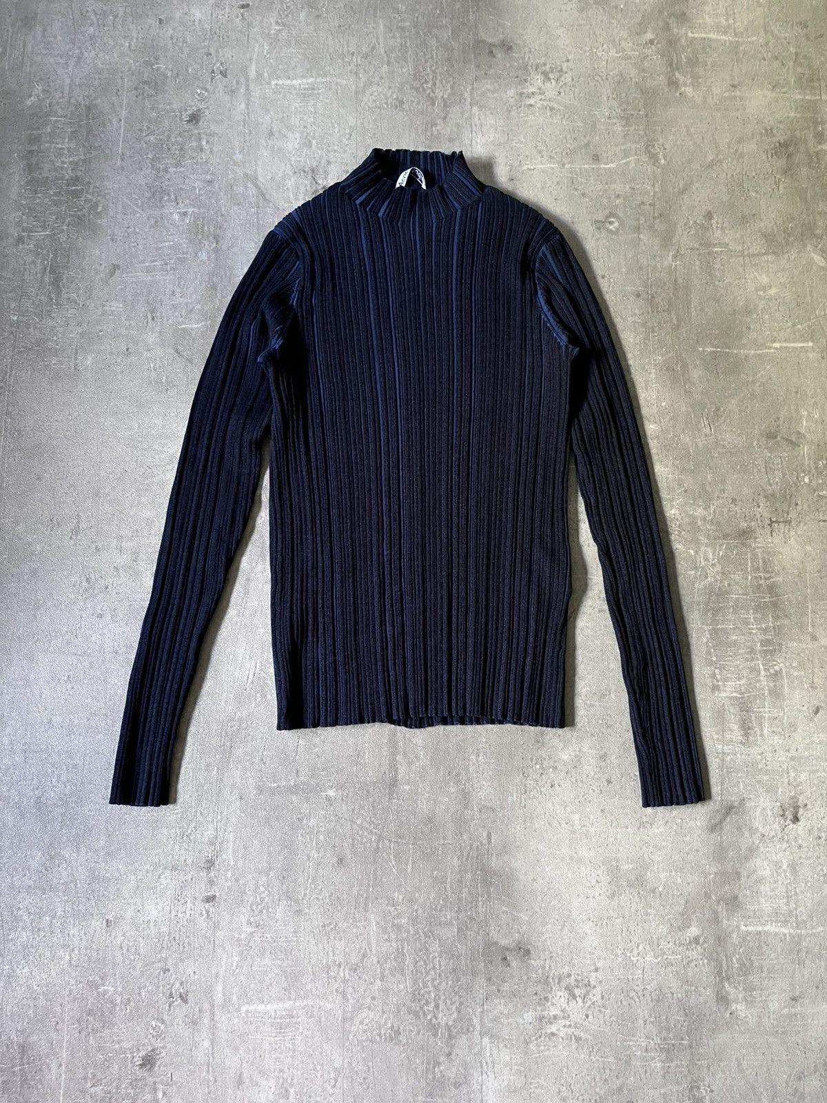 Acne Studios Acne Studios navy black ribbed mock neck top Size US L / EU 52-54 / 3 - 1 Thumbnail