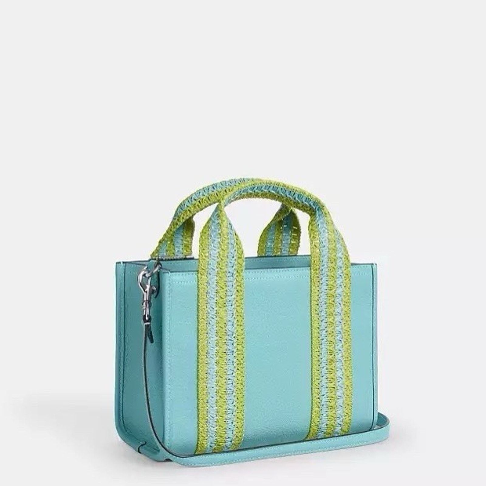 Coach NWT Coach Smith Tote Bag 24 CBG91 Straw Leather Turquoise Size ONE SIZE - 9 Thumbnail