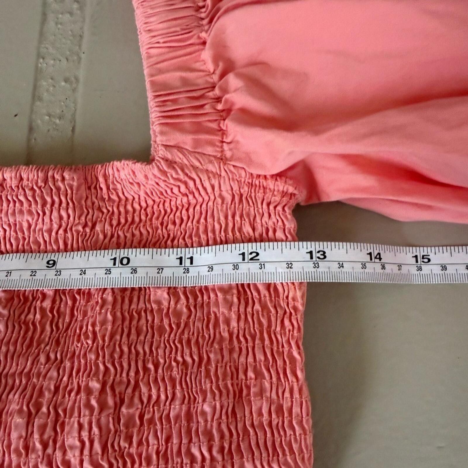 Other Sotela Collection Pink Smocked Midi Dress Puff Sleeve S Size S / US 4 / IT 40 - 9 Thumbnail
