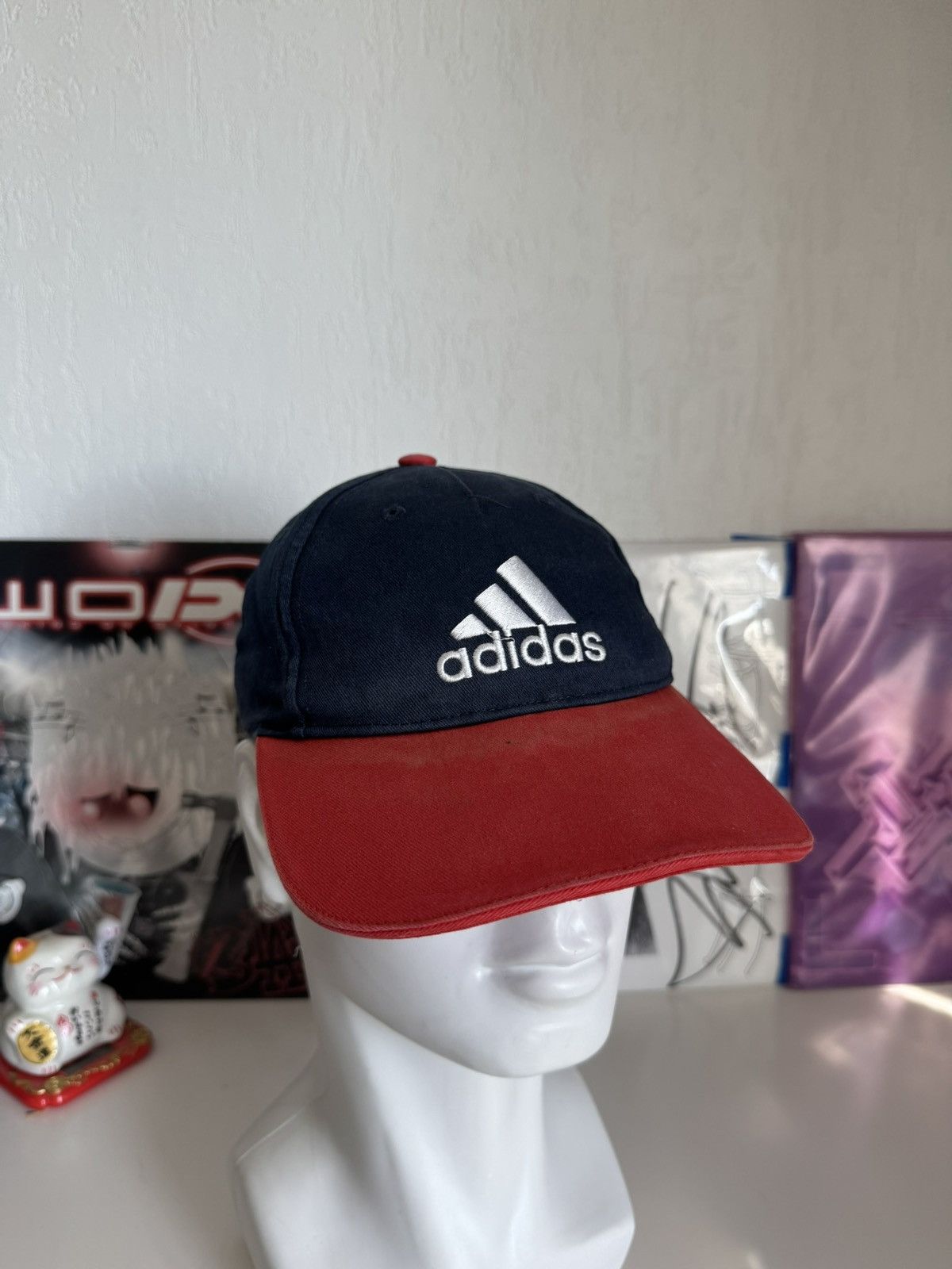 Adidas Vintage Adidas Navy Red Logo Strapback Cap Size ONE SIZE - 6 Thumbnail