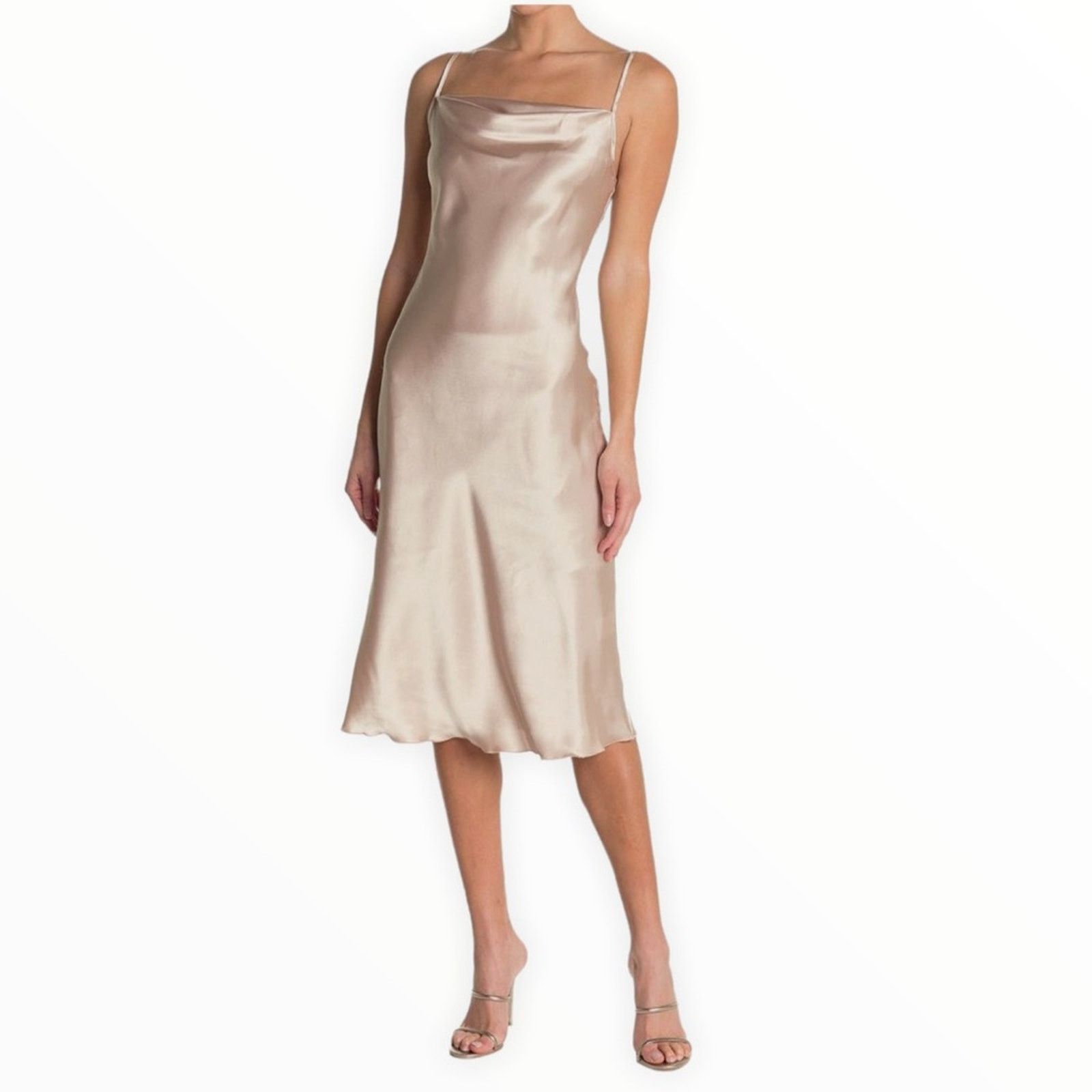 Bebe BEBE Satin Cowl Neck Midi Dress Gold Size S Size S / US 4 / IT 40 - 1 Thumbnail
