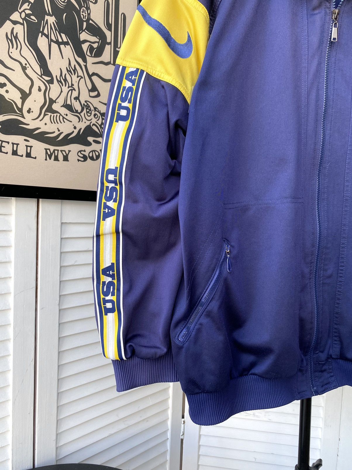 Nike × Vintage Vintage Nike USA Big Swoosh Lampasas Y2K Track Jacket Size US XL / EU 56 / 4 - 5 Thumbnail