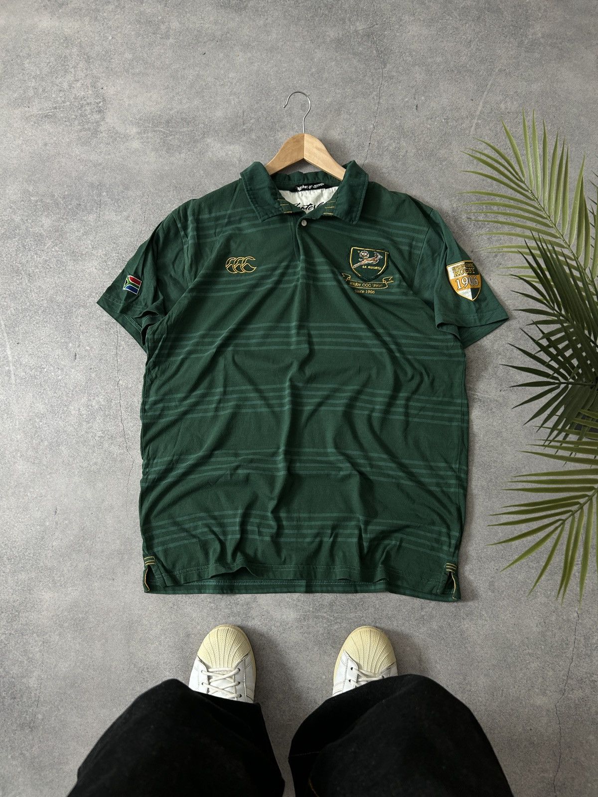 Canterbury of New Zealand Vintage Canterbury SA rugby jersey mens green polos Size US XL / EU 56 / 4 - 1 Thumbnail