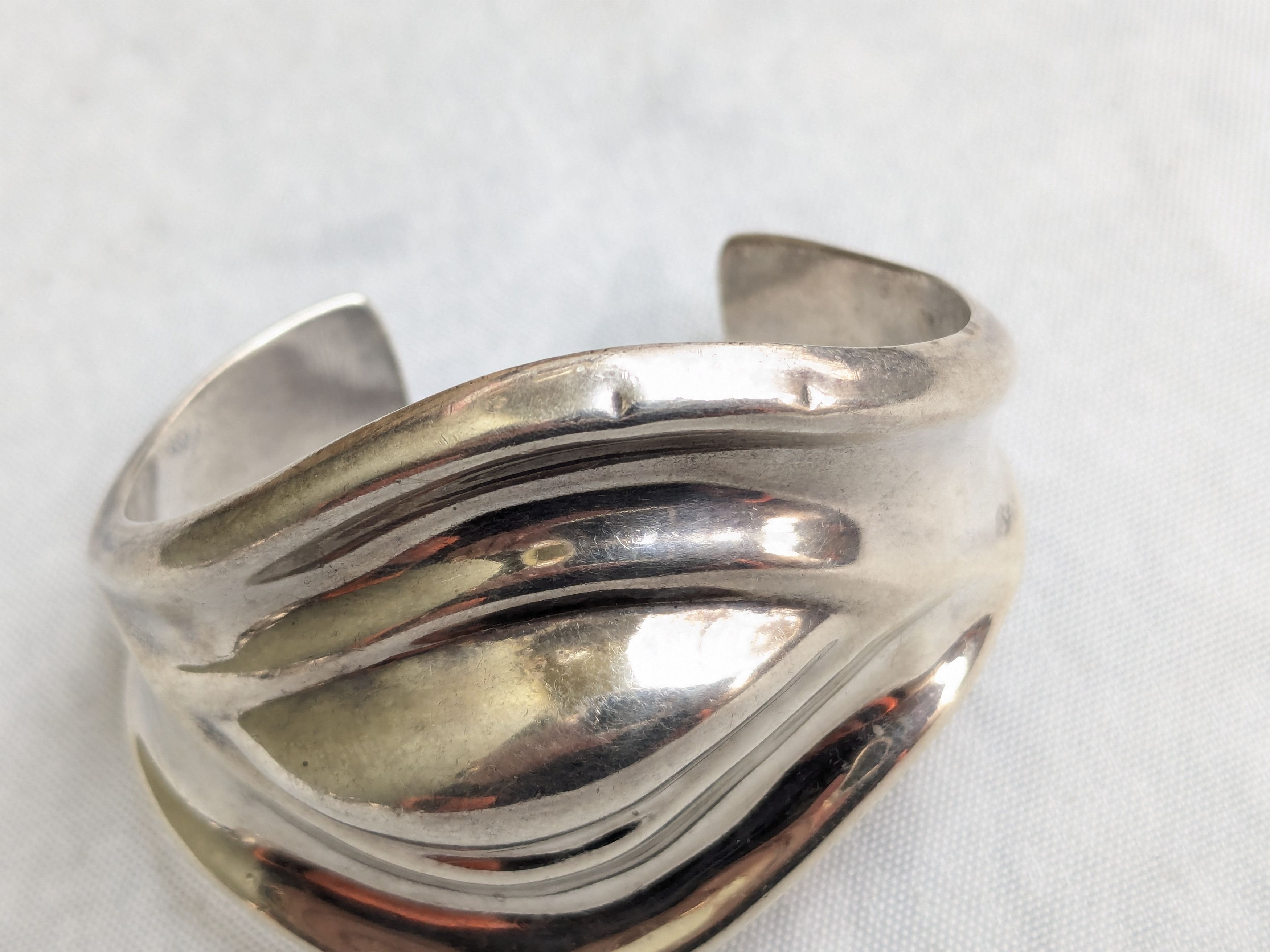 Jewelry Vintage Taxco Sterling Silver Cuff Bracelet Abstract Modern Size ONE SIZE - 5 Thumbnail