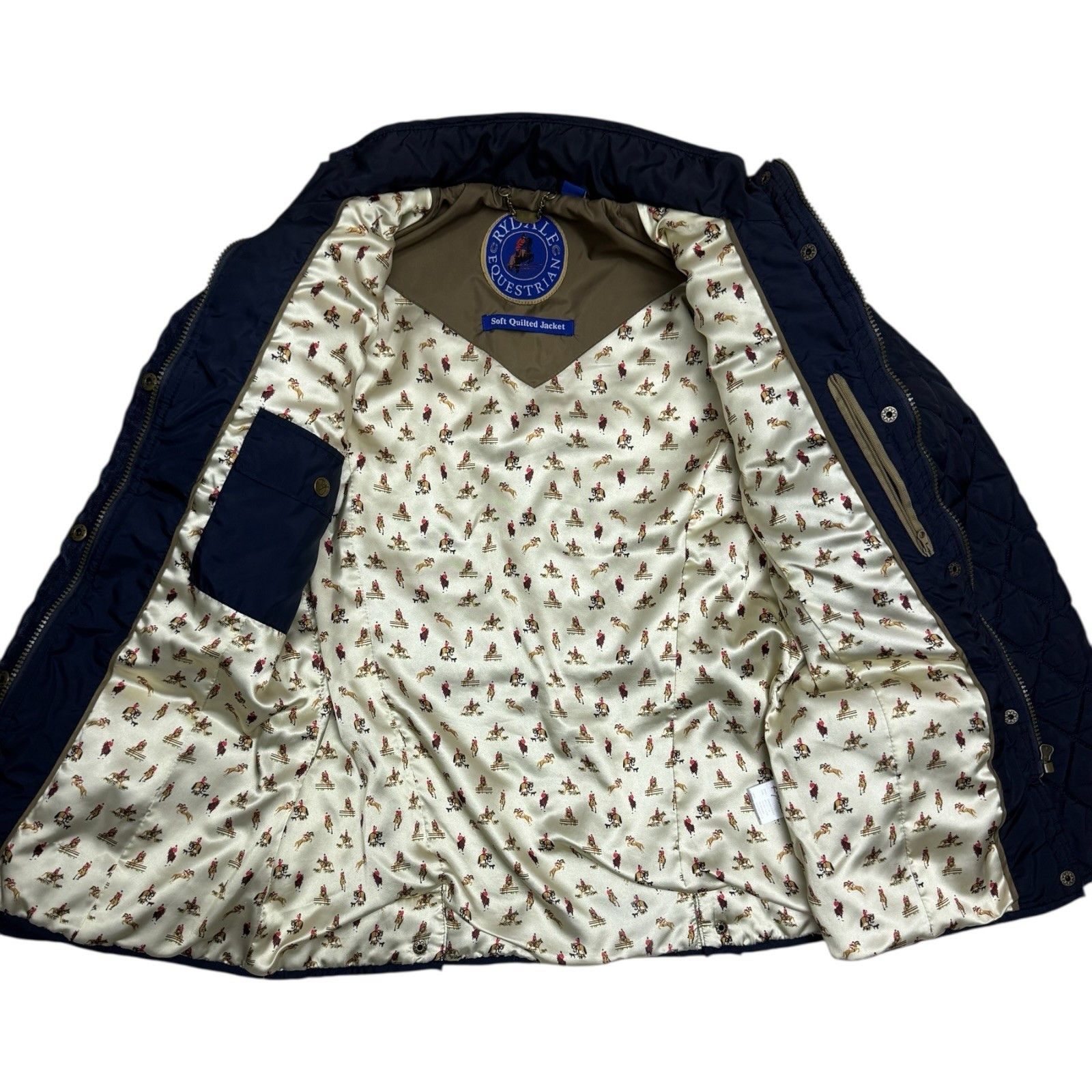 RYDALE EQUESTRIAN Denim Puffer Designer Jacket Womens Small