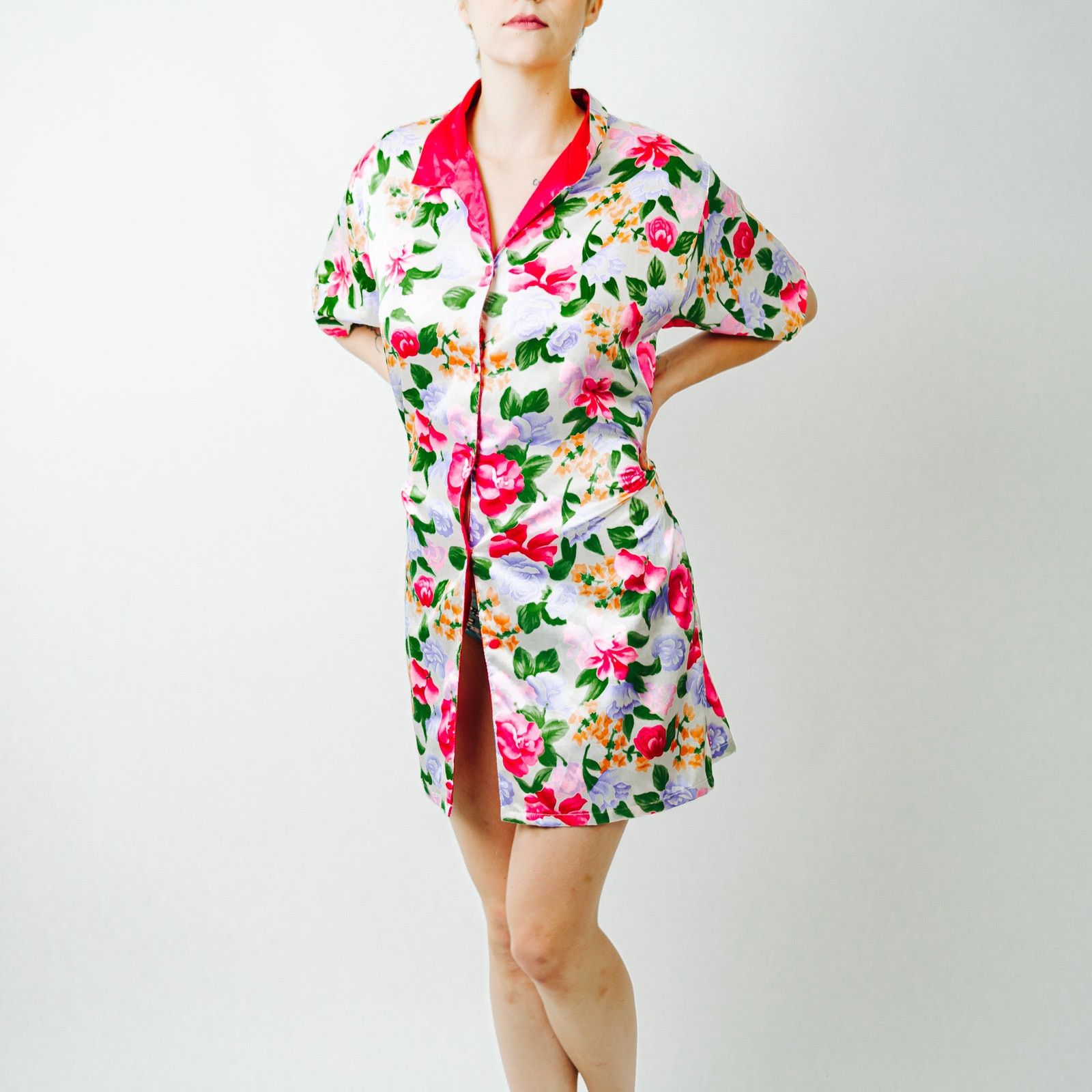 Vintage Vintage A' Milan Intimates Floral Button Front Gown / Med Size M / US 6-8 / IT 42-44 - 6 Thumbnail