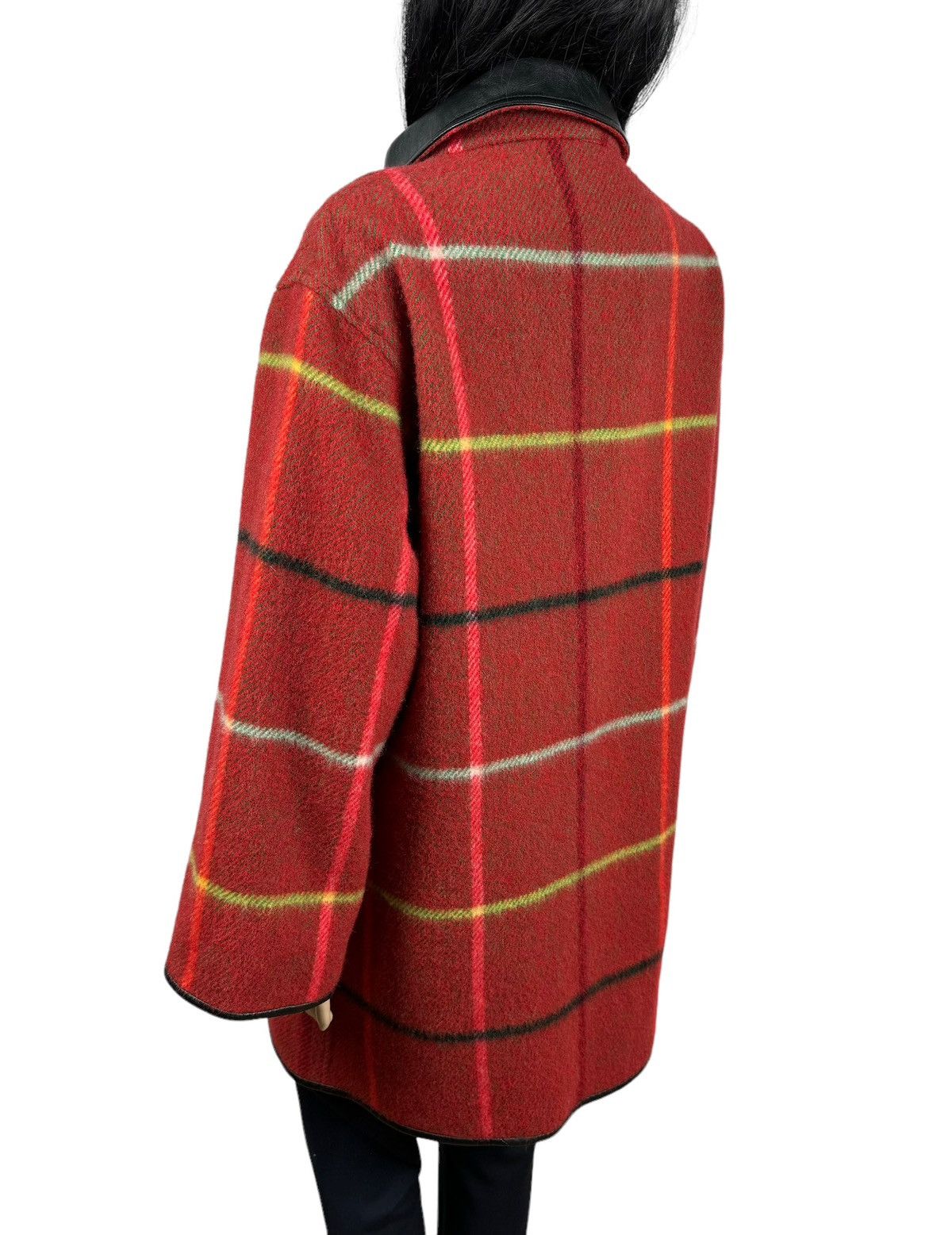 Nina Ricci × Vintage Nina Ricci Vintage Check Wool Coat Leather Trim size 38 Size S / US 4 / IT 40 - 9 Thumbnail