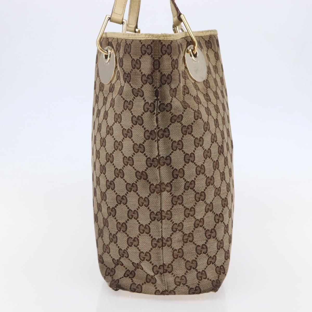 Gucci GUCCI GG Canvas Tote Bag Beige Gold Size ONE SIZE - 4 Thumbnail