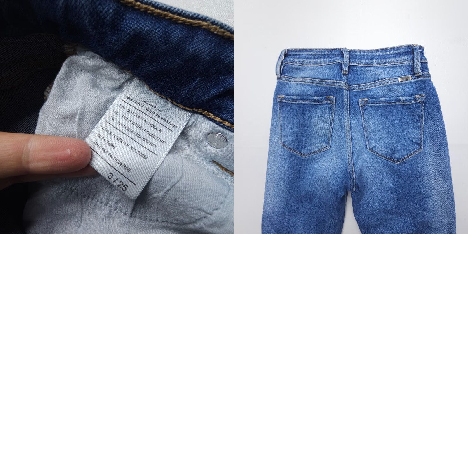 Vintage KanCan Jeans Slim Straight Leg High Rise 25 Blue Denim Pants 5-Pocket Stretch Women's Slim Fit Size 42" / US 20 - 8 Thumbnail