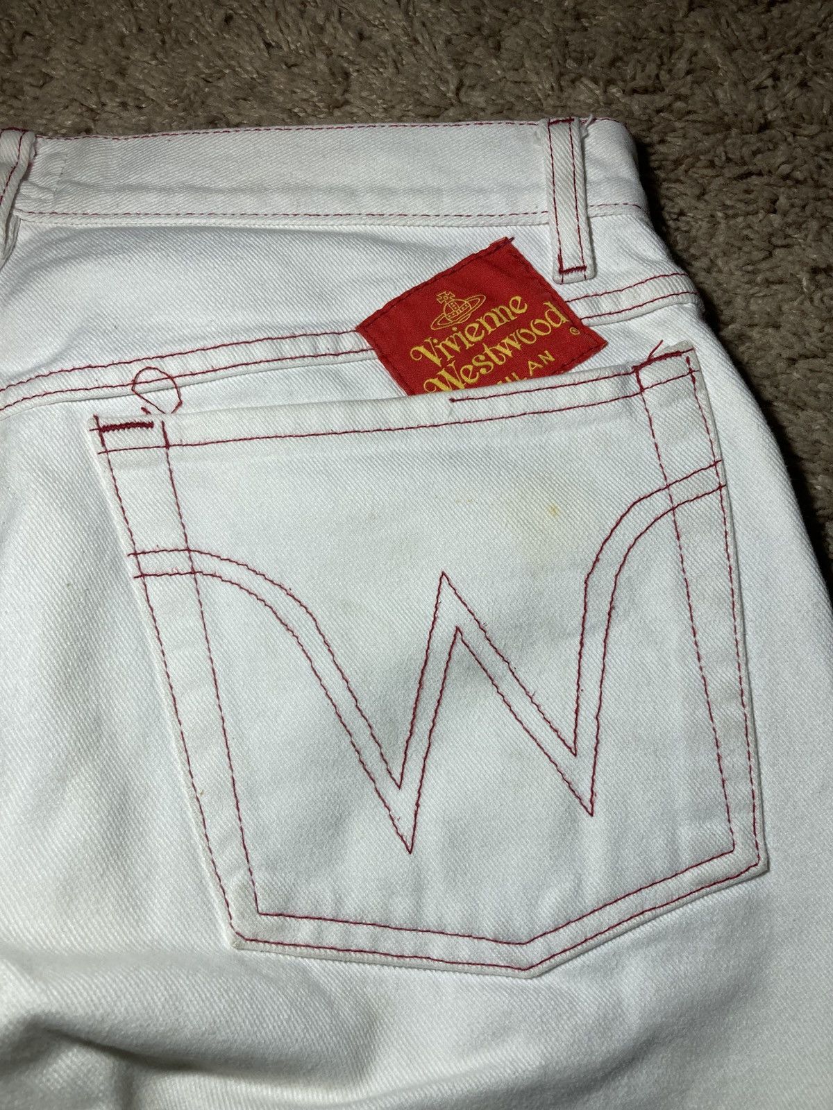 Vivienne Westwood 90s Vivienne Westwood Slim Straight Jeans Contrast VW White Size US 32 / EU 48 - 12 Thumbnail