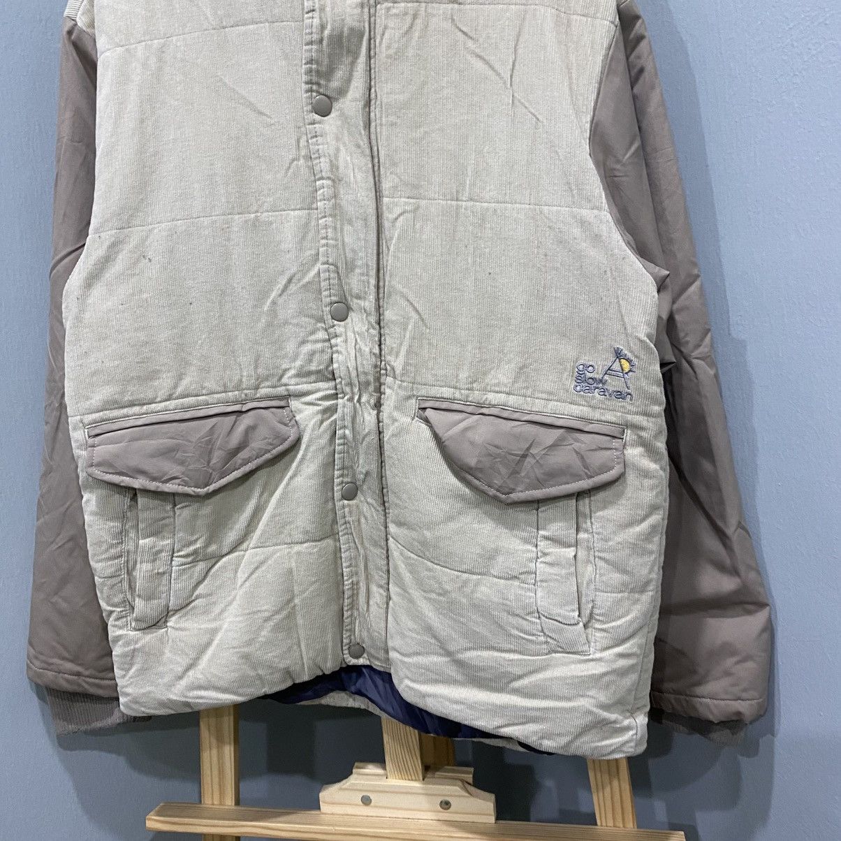 go slow caravan Go Slow Caravan Japan Gorpcore Corduroy Hooded Puffer Jacket Size US L / EU 52-54 / 3 - 5 Thumbnail