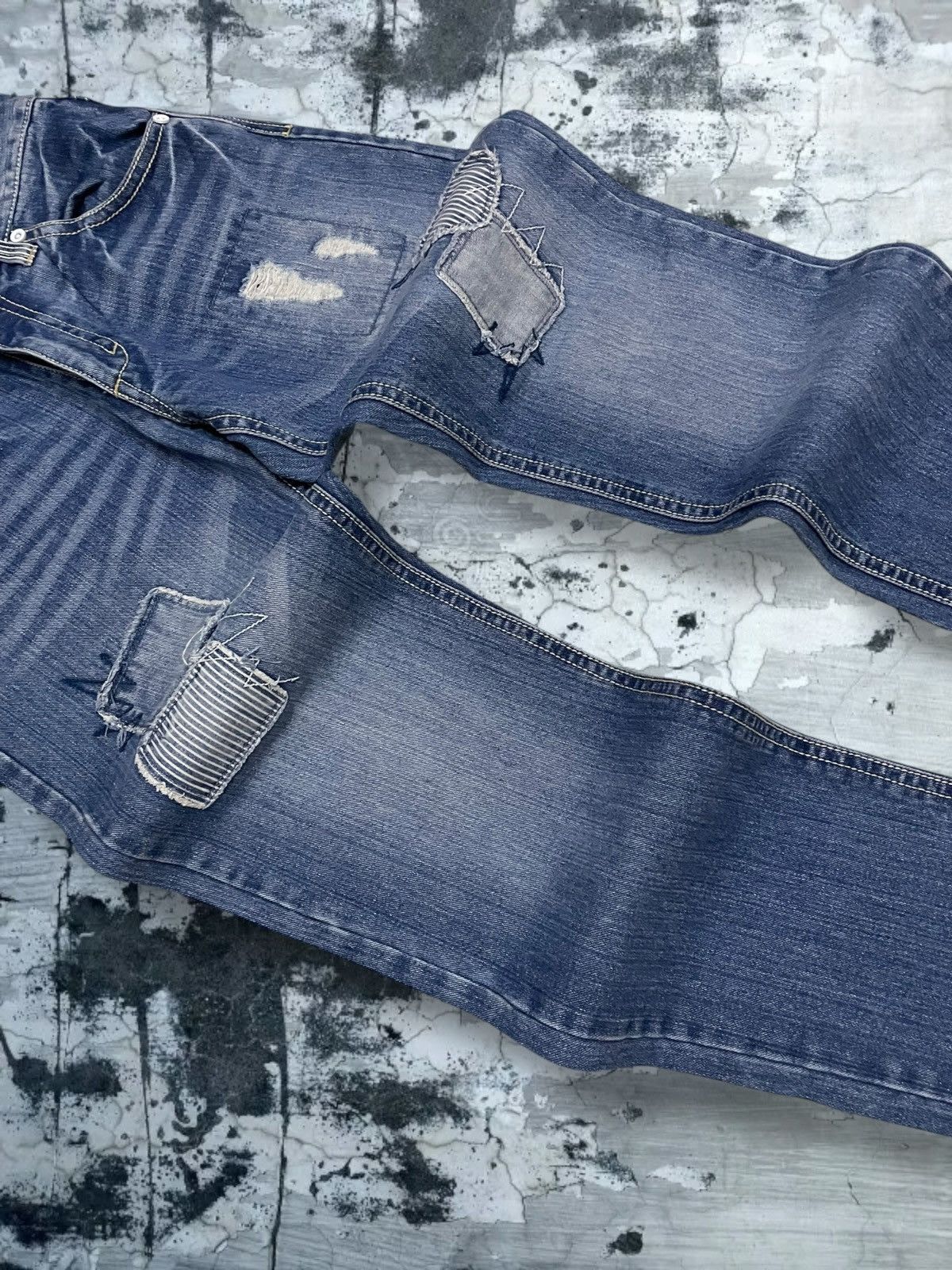 Japanese Brand Vintage 1990s Japan Designer Casse Jeans Patchwork Denim Size US 30 / EU 46 - 6 Thumbnail