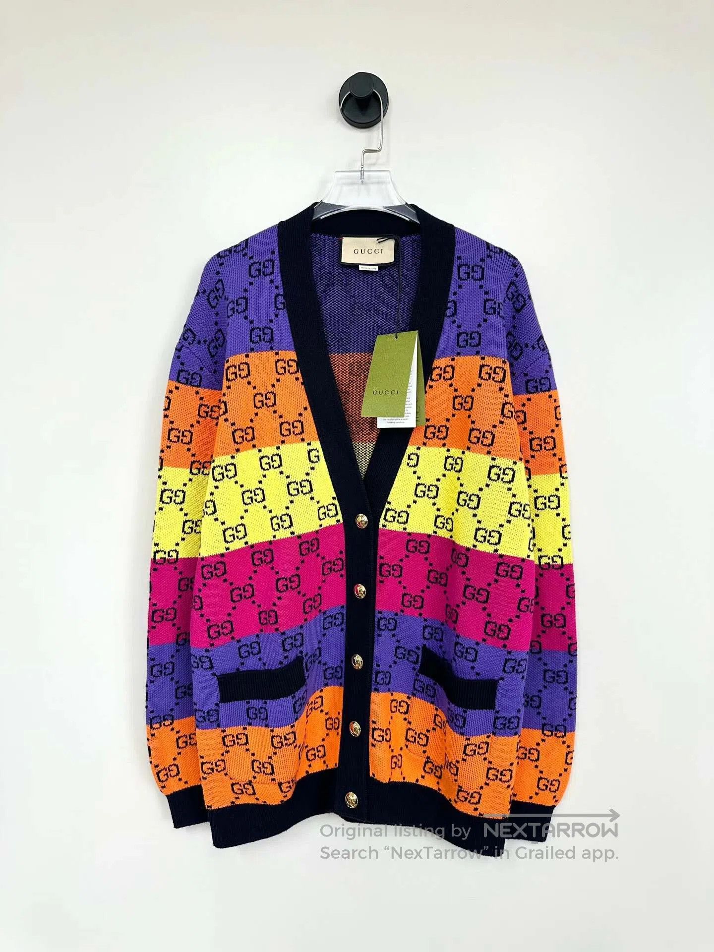 Gucci Guicci Colorful Rainbow Double G Monogram Printed Knit Car Size US XS / EU 42 / 0 - 1 Thumbnail