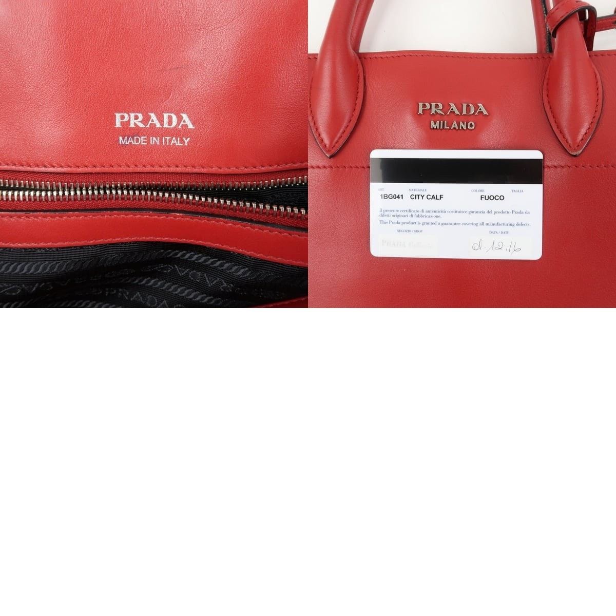 Prada Prada Logo Calfskin Tote Red Size ONE SIZE - 8 Thumbnail