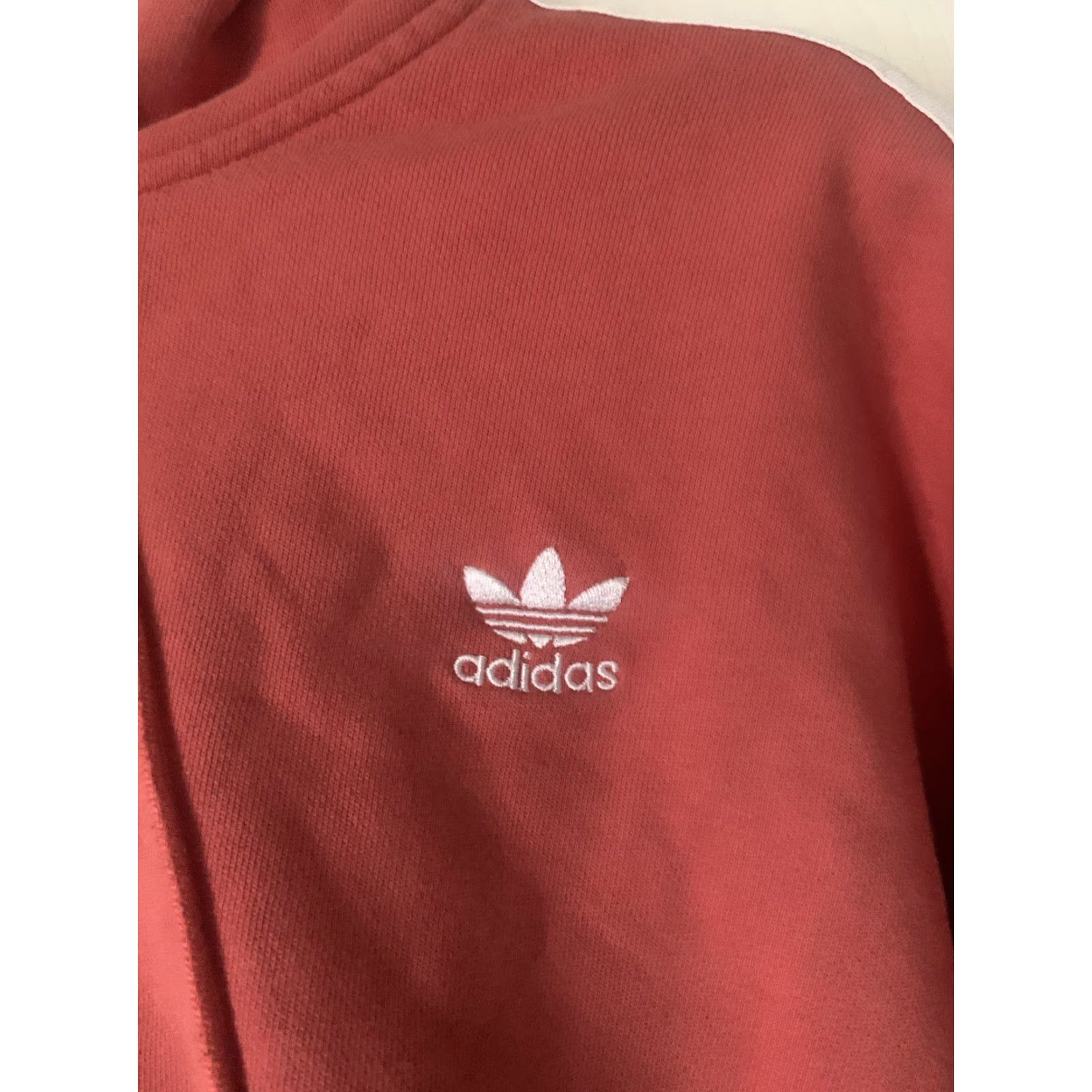 Adidas Adidas Original Cropped Hoodie Three Stripes Women's M Pink Hoodie Pullover Crew Neck Long Sleeve Logo Gym & Training Womens - 100% Cotton Size M / US 6-8 / IT 42-44 - 2 Thumbnail