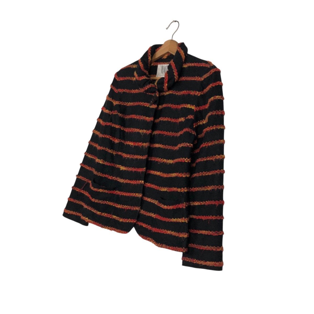 Japanese Brand Vilanculos 1982 Presented Multi-Color Bouclé Stripe Coat Size M / US 6-8 / IT 42-44 - 3 Thumbnail