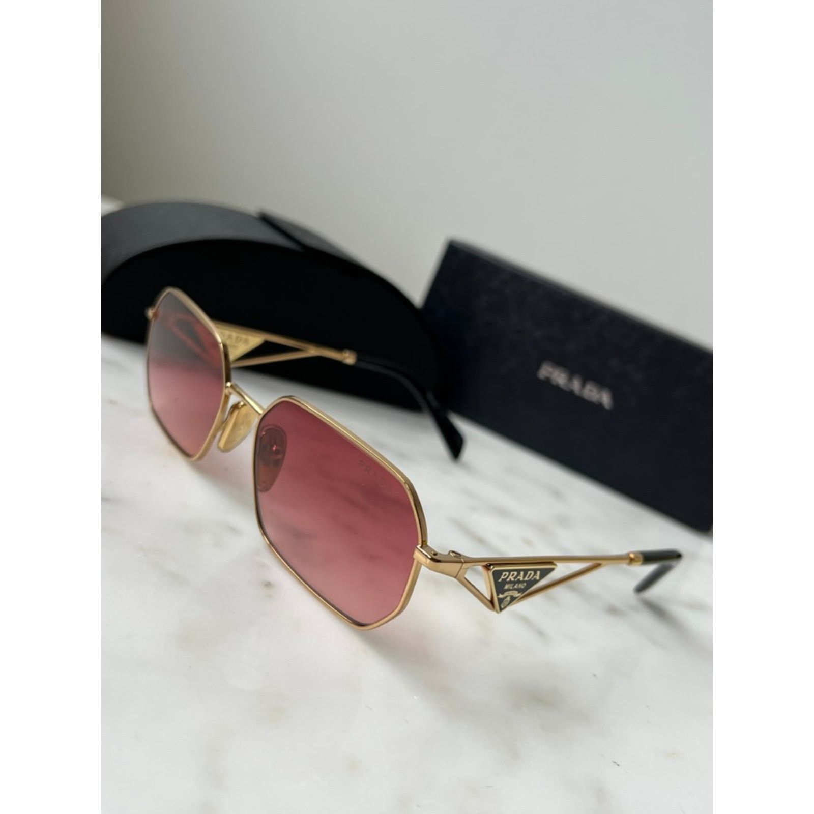Prada NEW Prada PR A51S Sunglasses in Gold Pink $585 Size ONE SIZE - 5 Thumbnail