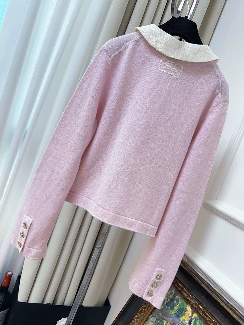 Chanel Chanel Pink Knit Long Sleeve Cardigan Size M / US 6-8 / IT 42-44 - 2 Thumbnail