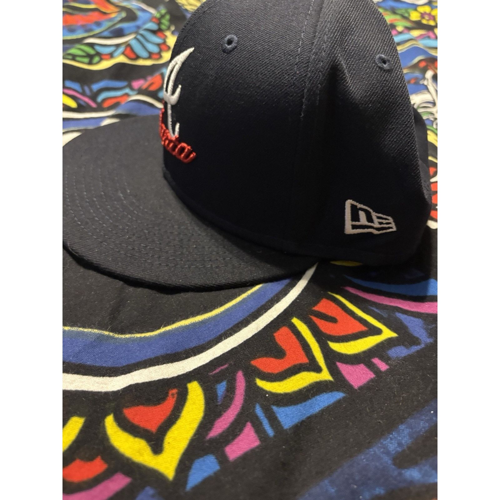 New Era Atlanta Braves Script New Era MLB Hat 7 5/8 Flex Fit Size ONE SIZE - 8 Thumbnail