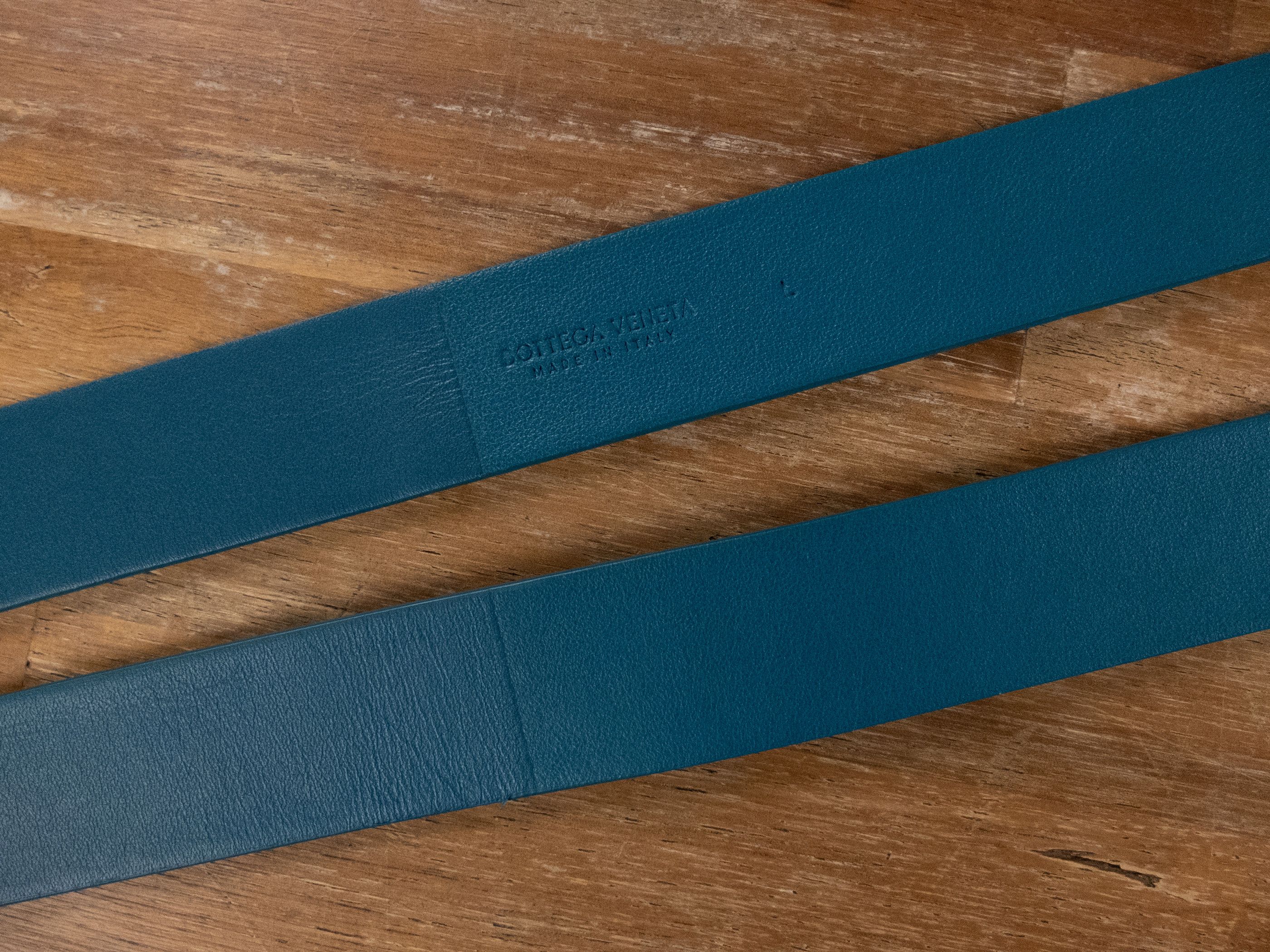 Bottega Veneta BOTTEGA VENETA petrol blue horseshoe buckle belt Large Size ONE SIZE - 6 Thumbnail