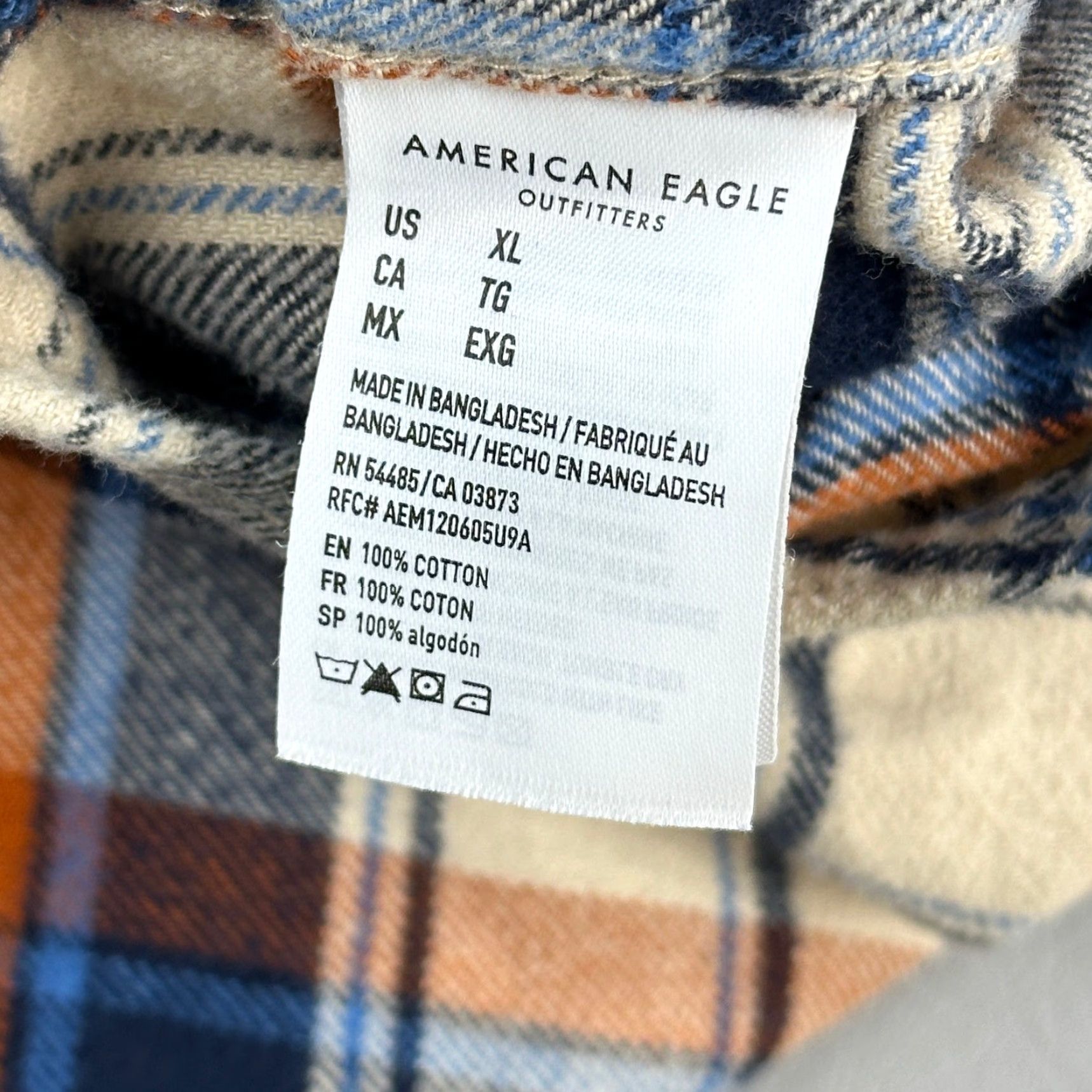 American Eagle Outfitters American Eagle Shirt Mens XL Cream Plaid Flannel Super Soft Button Up Classic Size US XL / EU 56 / 4 - 6 Thumbnail