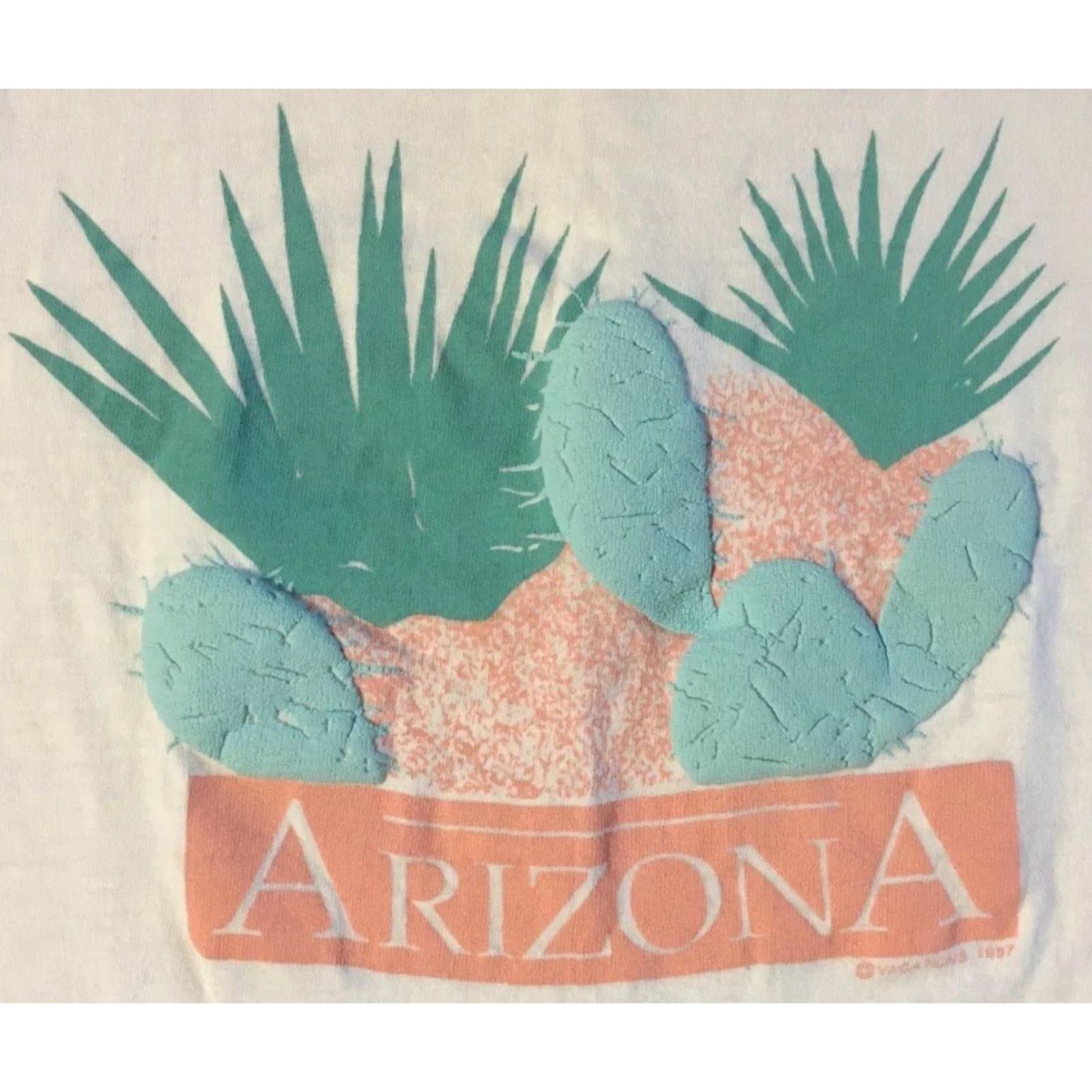 Vintage VINTAGE Arizona Cactus Tank Top S USA 80s 90s White Sun Palm Trees Grunge Single Stitch Men Tank Top T-Shirt US Made Size US S / EU 44-46 / 1 - 2 Thumbnail