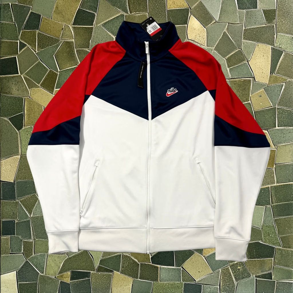 Nike Jacket Mens Large Summit White Midnight Navy Bv2625 121 New Heritage Woven, Men's