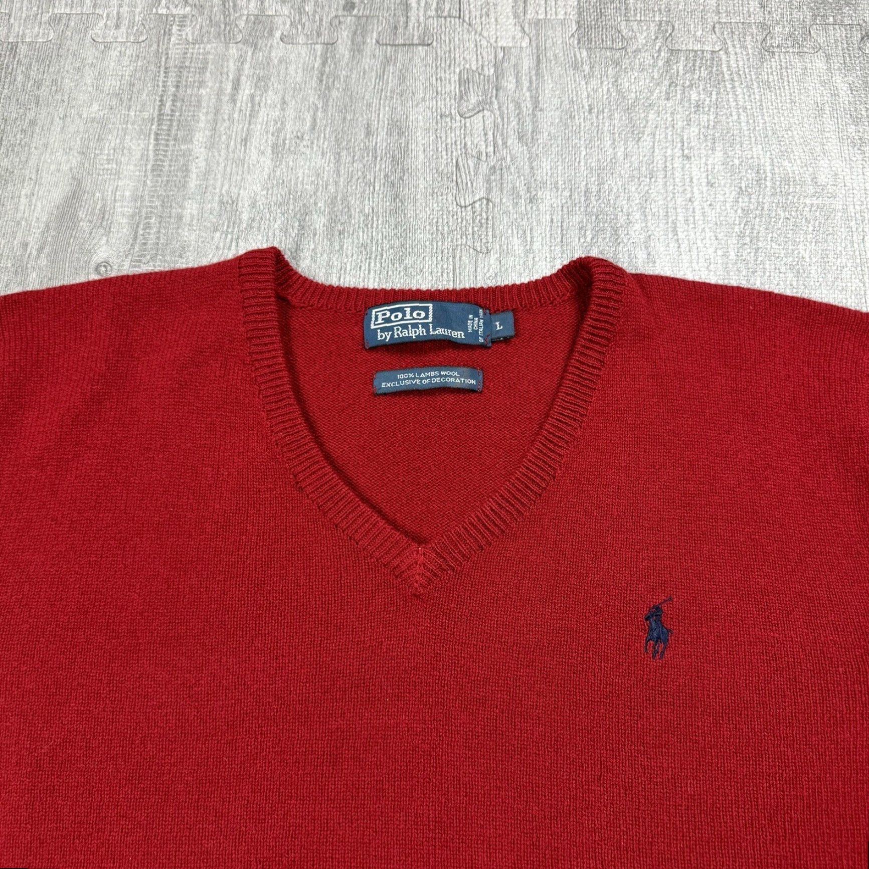Polo Ralph Lauren VINTAGE Polo Ralph Lauren Lambswool V-Neck Pullover Sweater Mens Large Red 90s Size US L / EU 52-54 / 3 - 2 Thumbnail