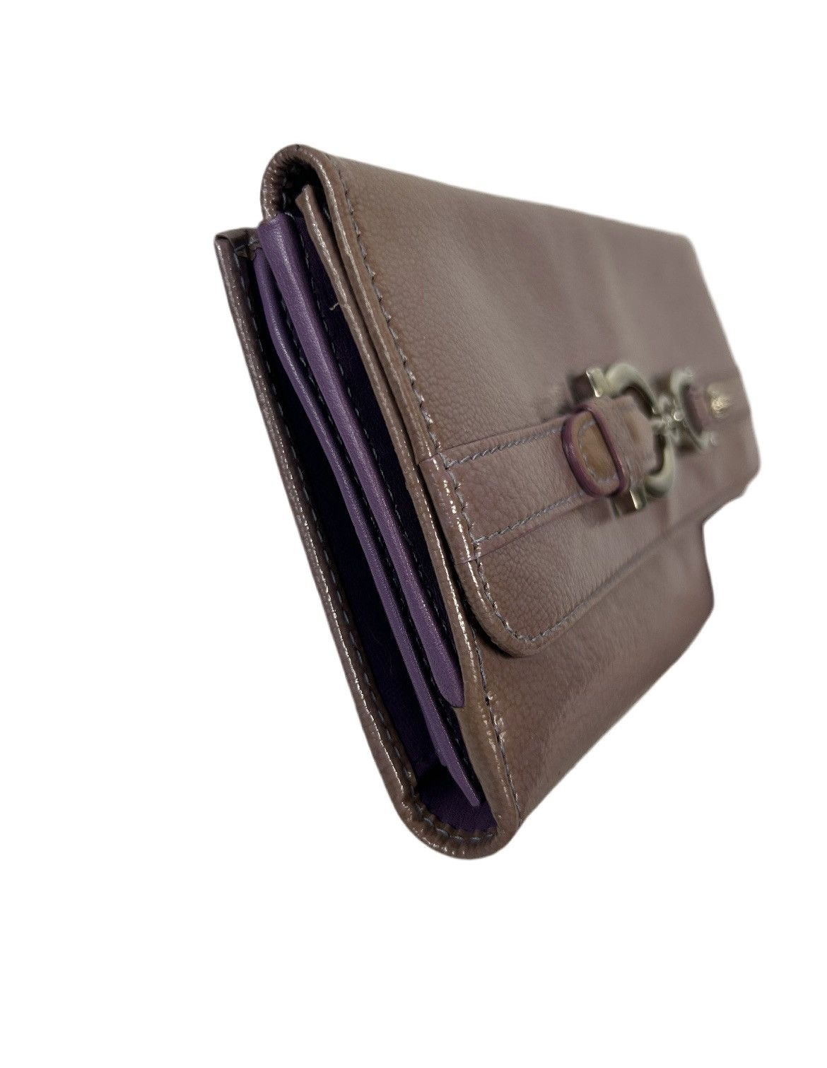 Salvatore Ferragamo Ferragamo Purple Leather Long Wallet Size ONE SIZE - 8 Thumbnail
