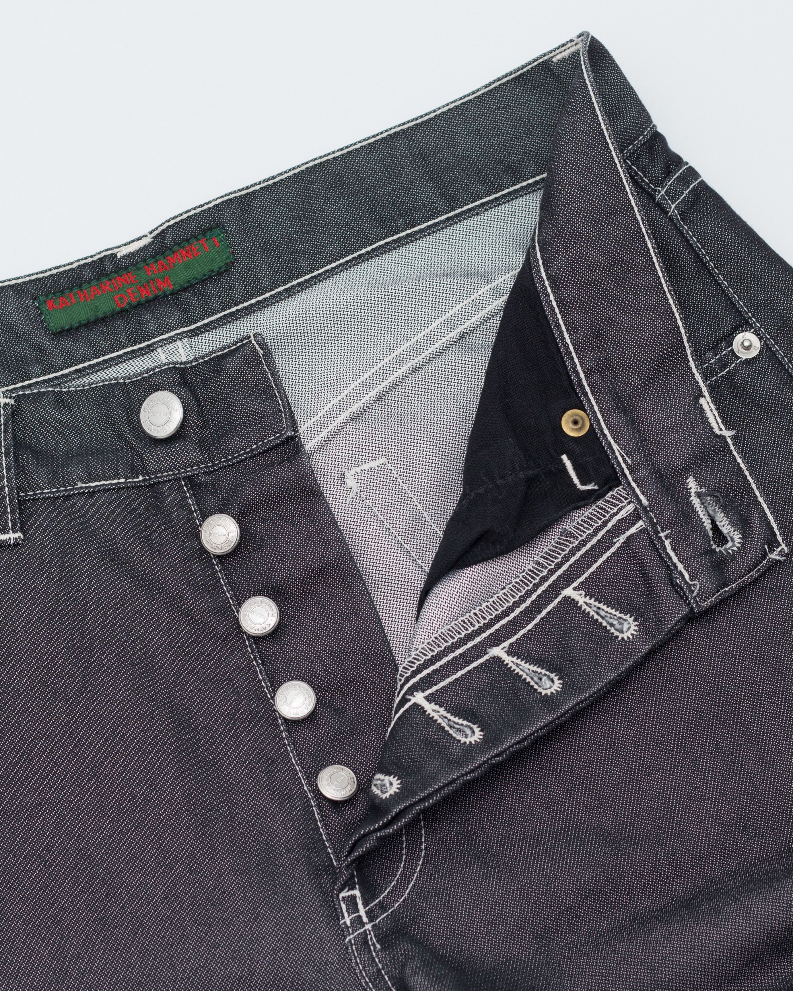 Katharine Hamnett London Vintage Graphite Shine Button Fly Straight Leg Denim Size US 30 / EU 46 - 6 Thumbnail